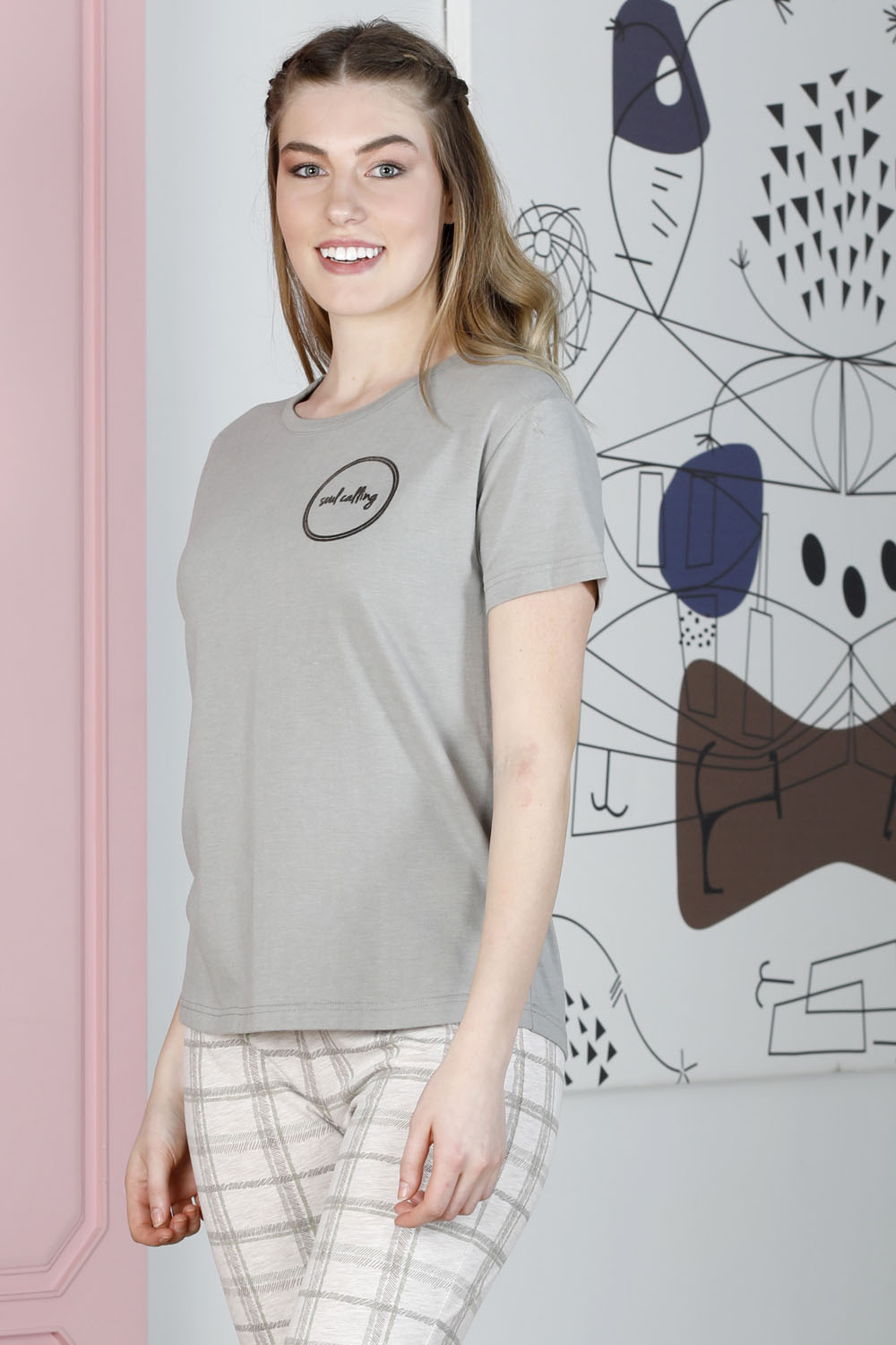 Smart Kadın Ekose Midi Pijama Takımı