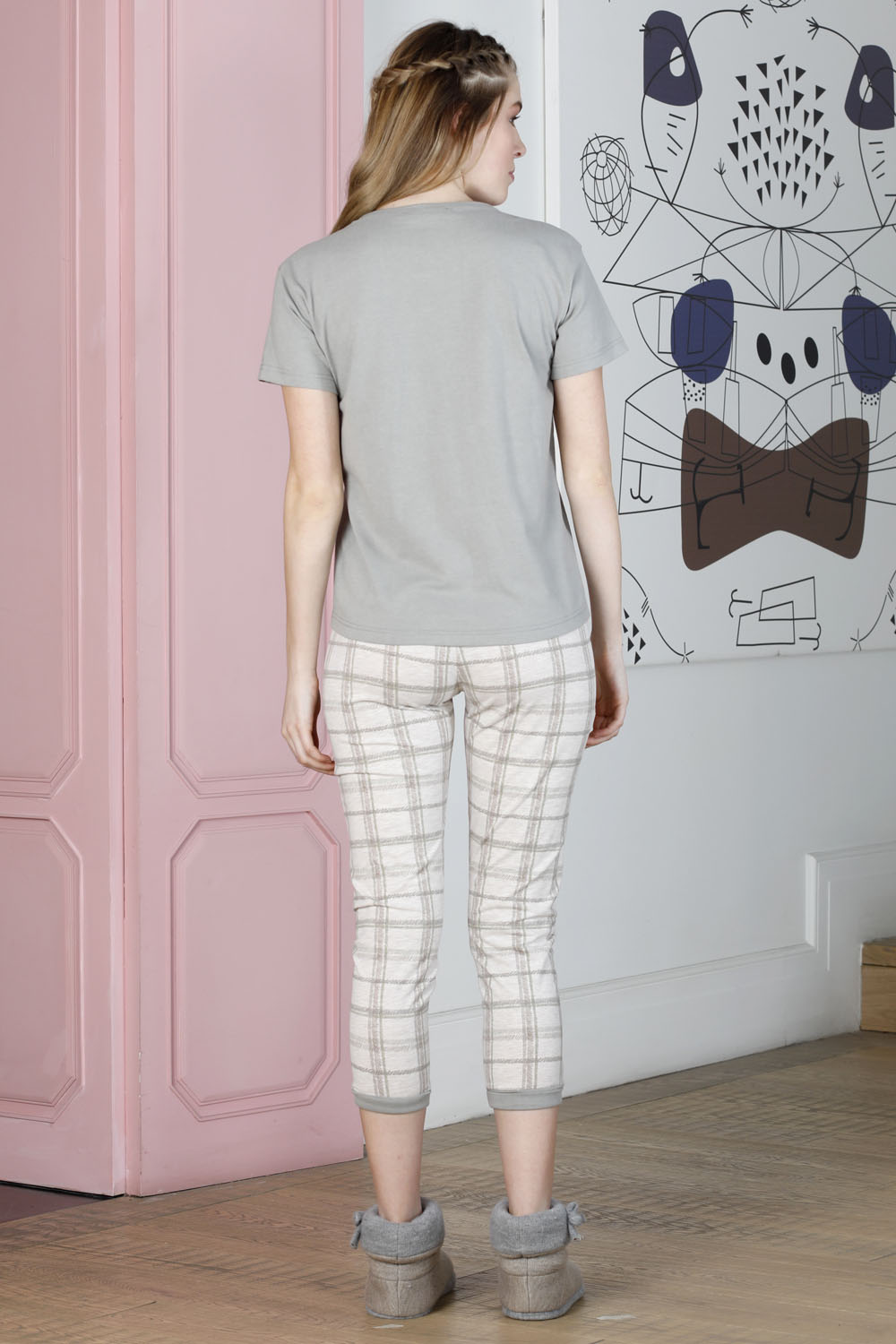 Smart Kadın Ekose Midi Pijama Takımı