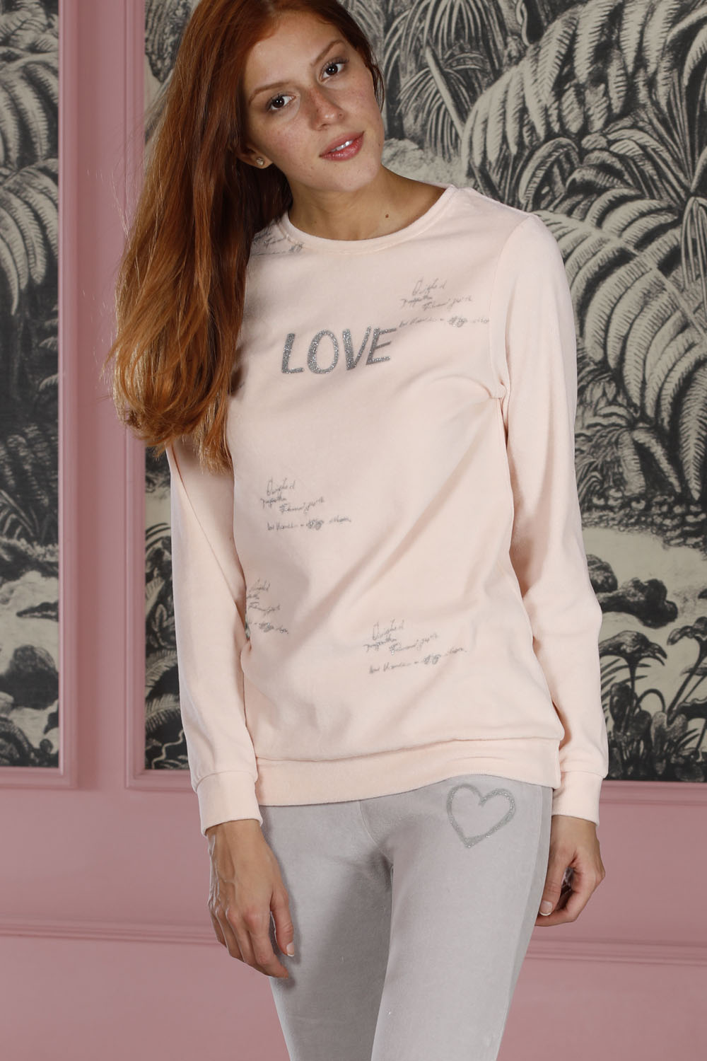 Homewell Kadın Kadife 2li Uzun Pijama Takımı