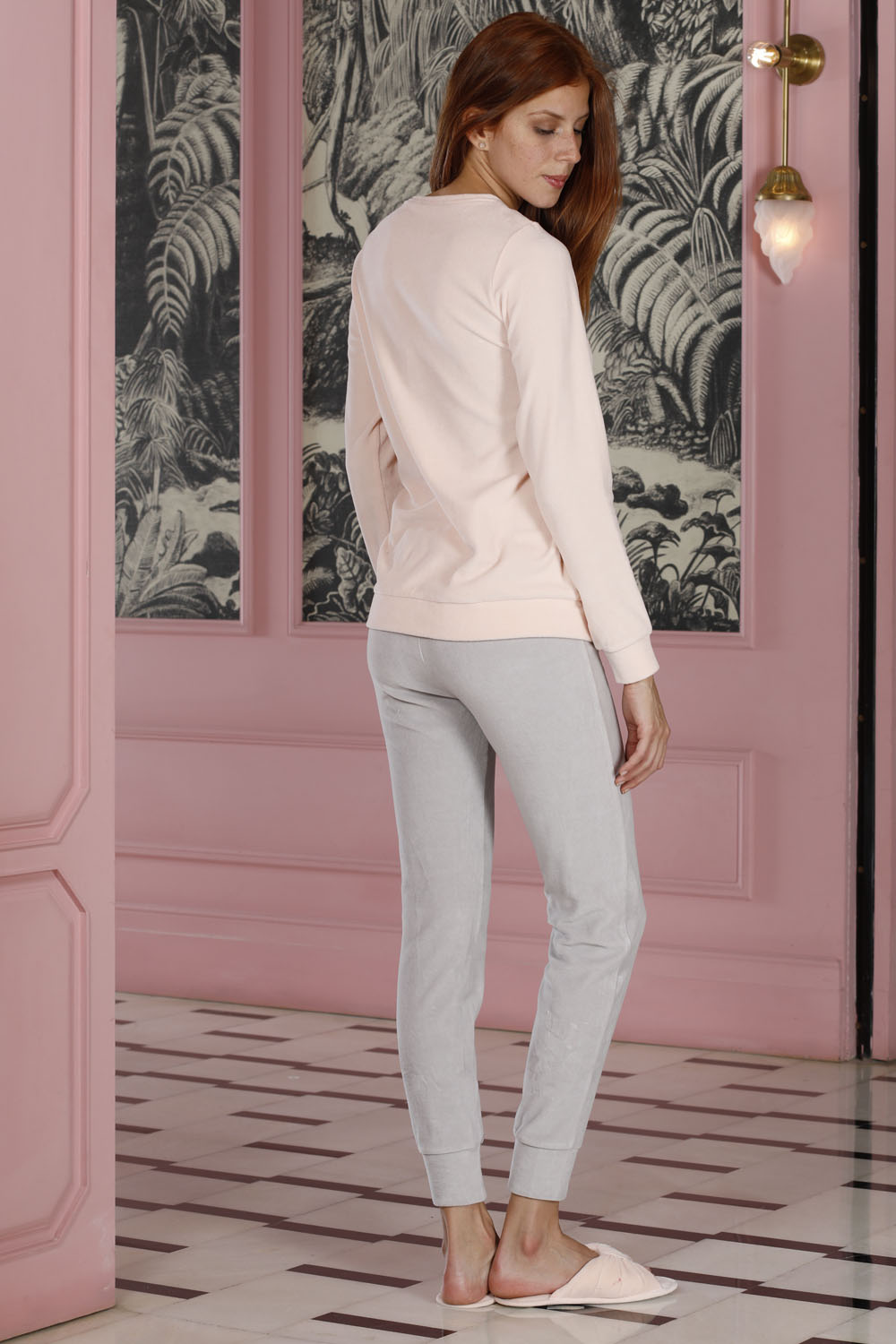 Homewell Kadın Kadife 2li Uzun Pijama Takımı