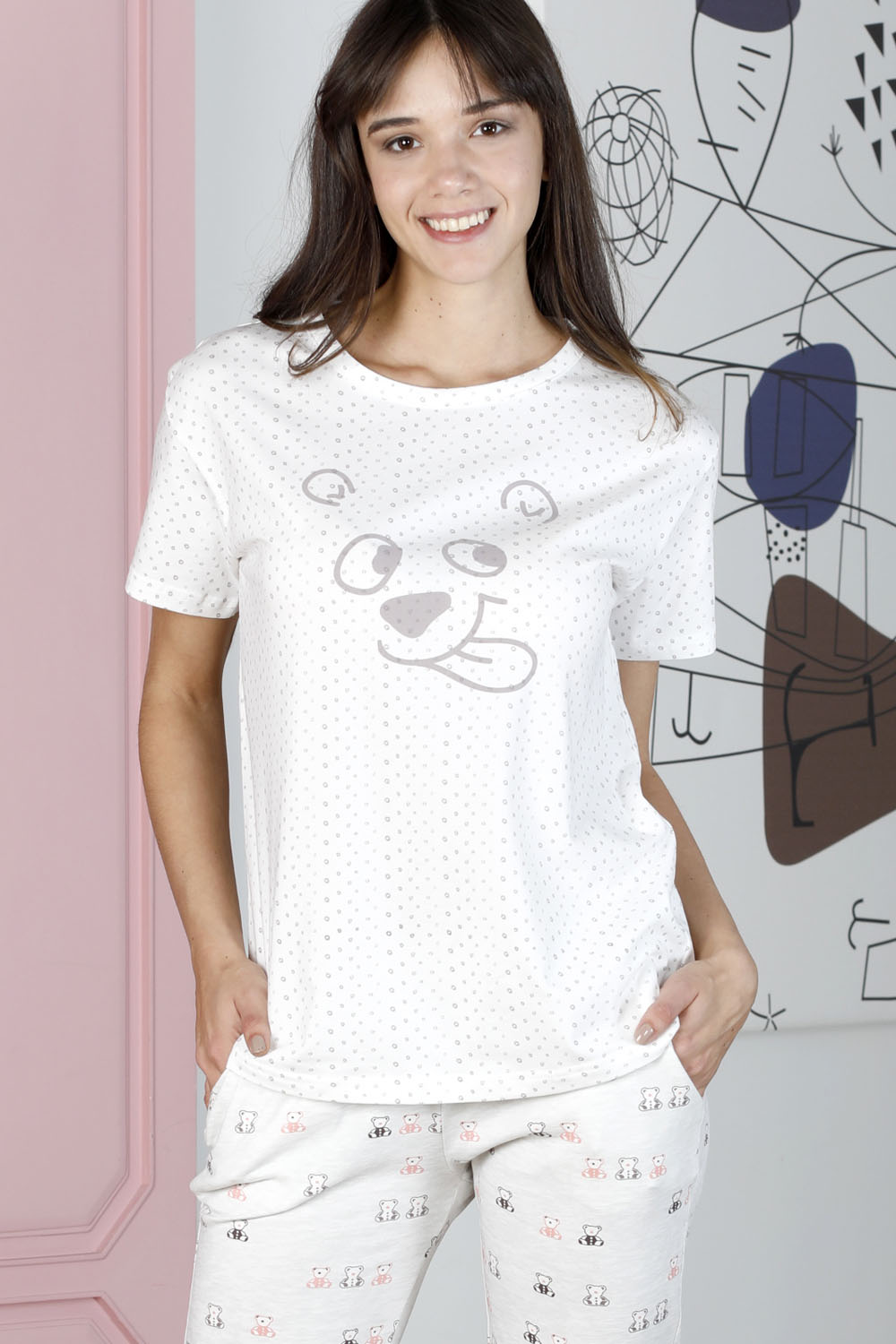 Hays Friendly Kadın Puan Baskılı Penye Kapri Pijama Takımı