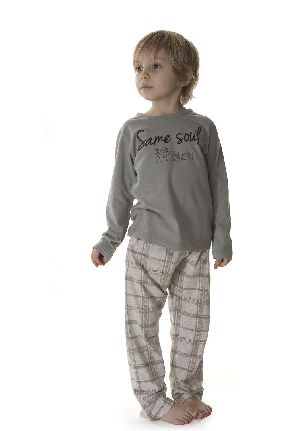 Kids Erkek Çocuk Ekose 2li Uzun Penye Pijama Takımı