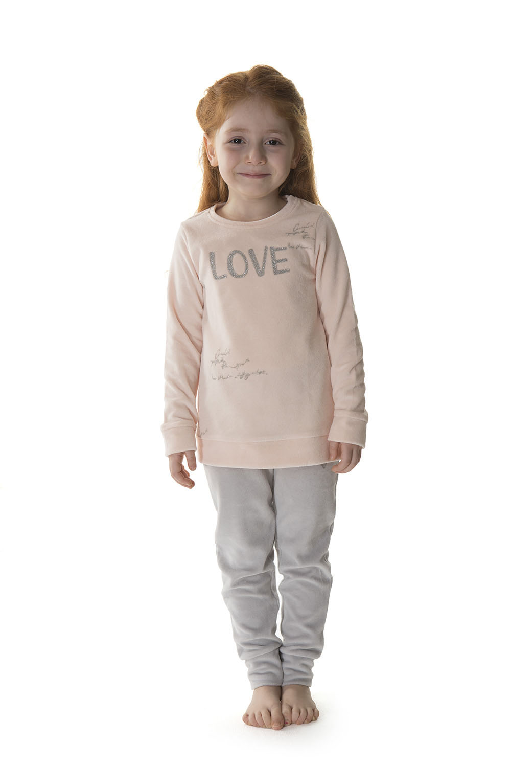 Kids Kız Çocuk Kadife 2li Uzun Pijama Takımı