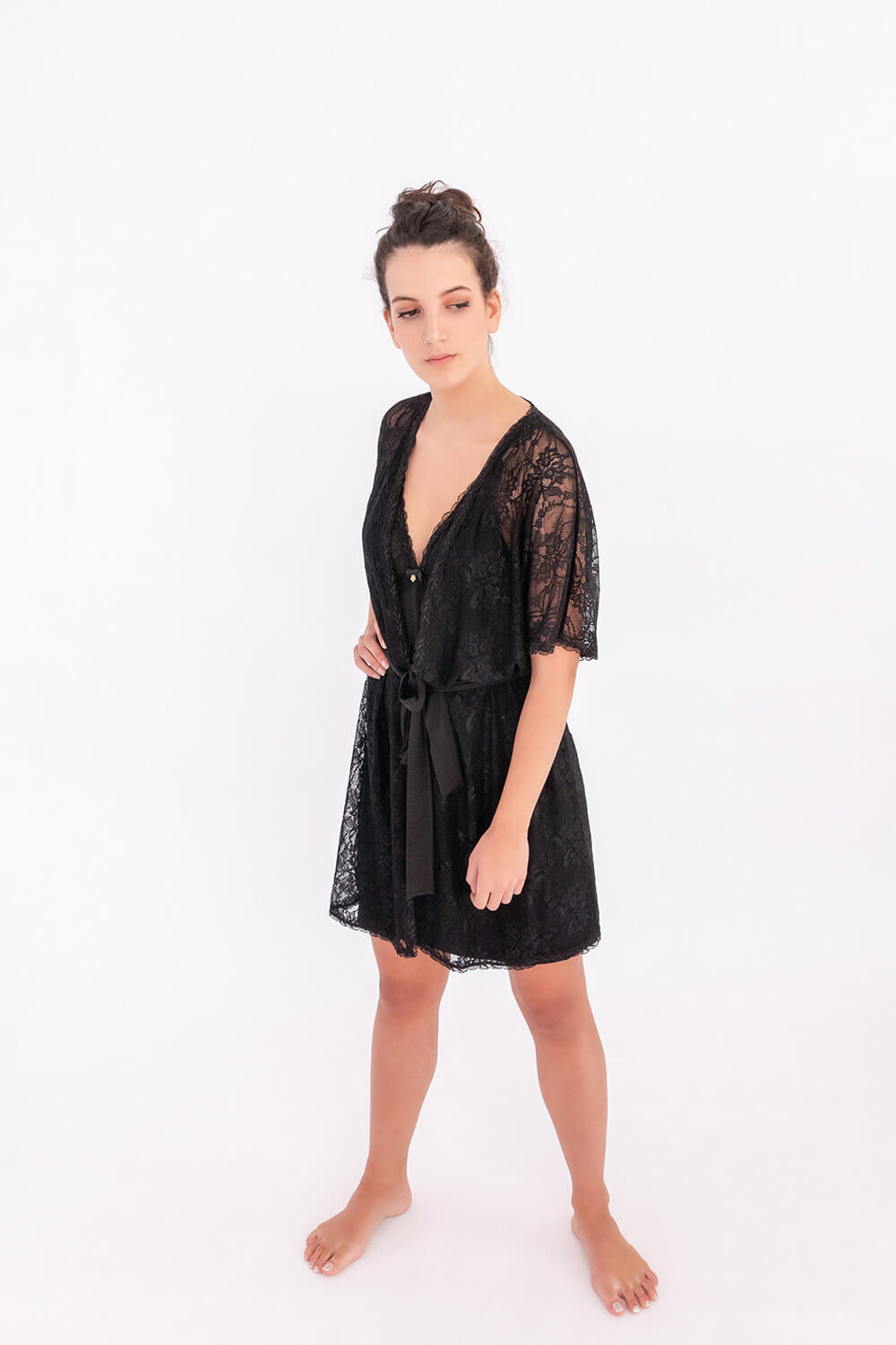 Kadın Tamamı Dantelli Kısa Kollu Sabahlık