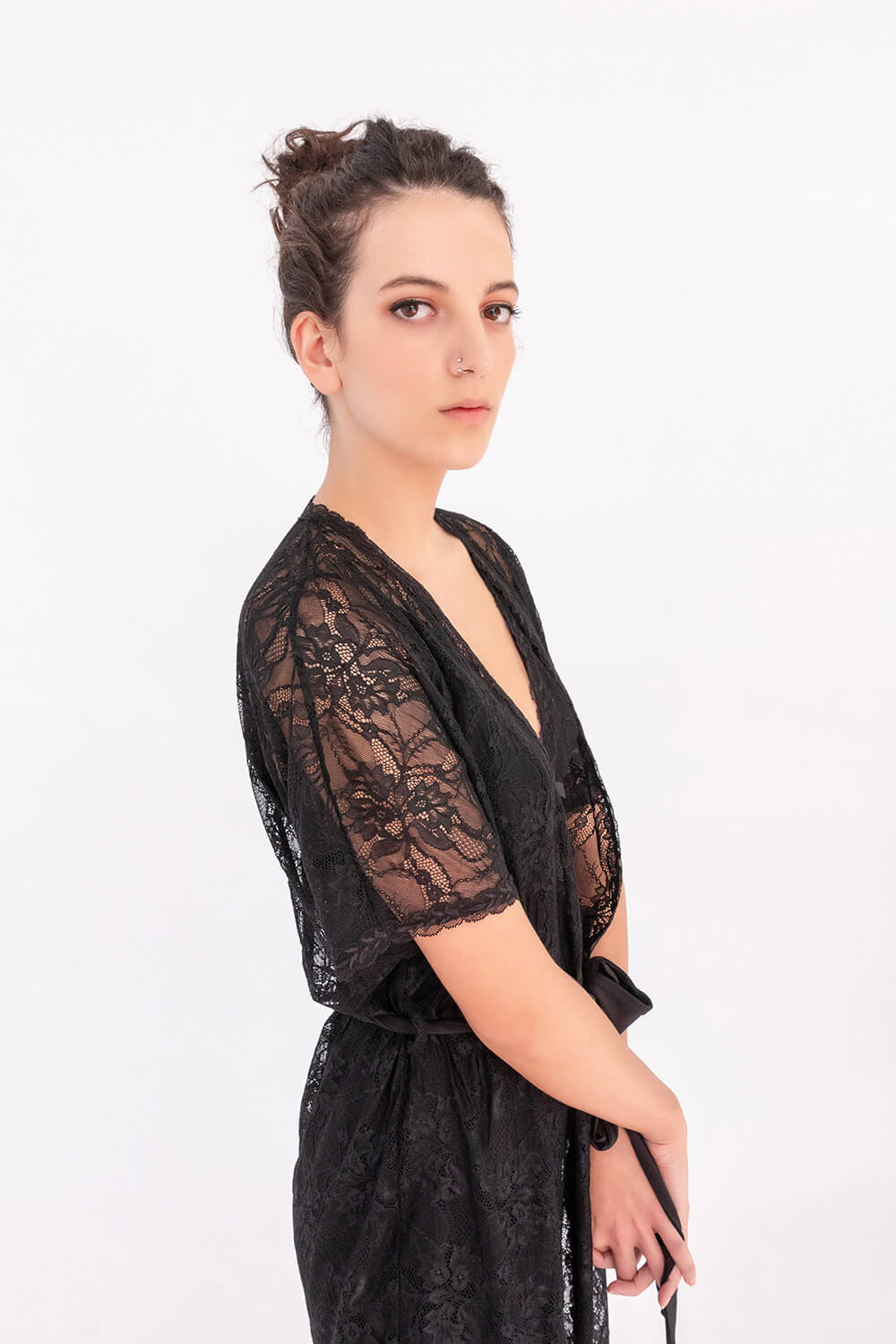 Kadın Tamamı Dantelli Kısa Kollu Sabahlık