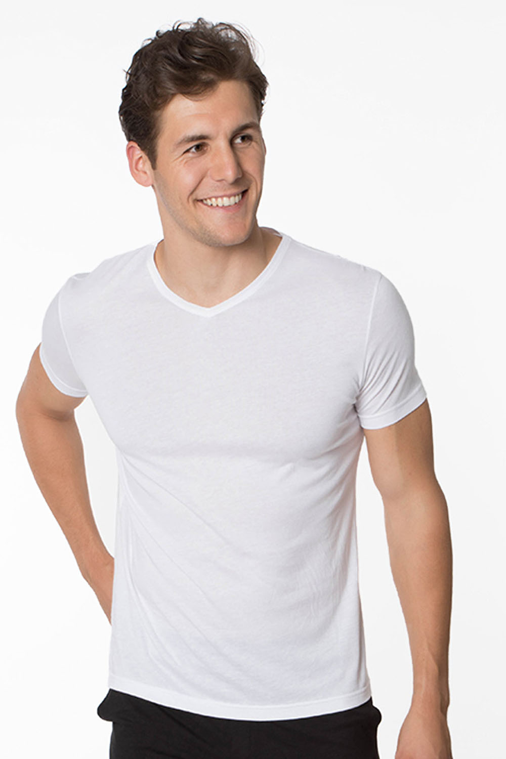 Erkek Basic Modal V Yaka Kısa Kollu T-shirt