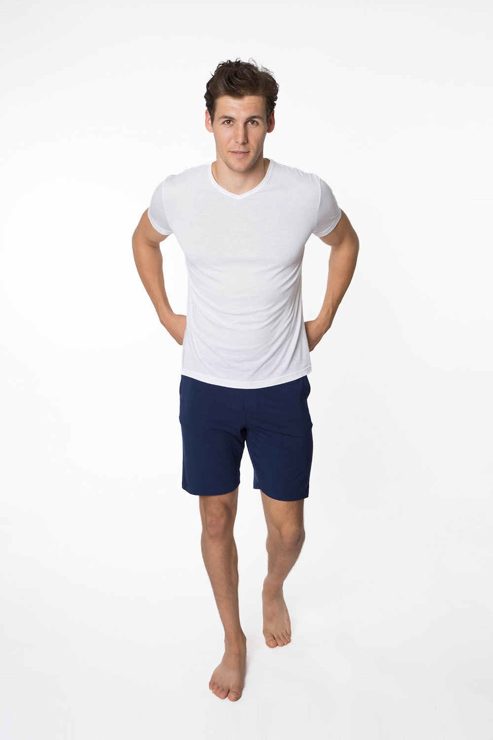 Erkek Basic Modal V Yaka Kısa Kollu T-shirt