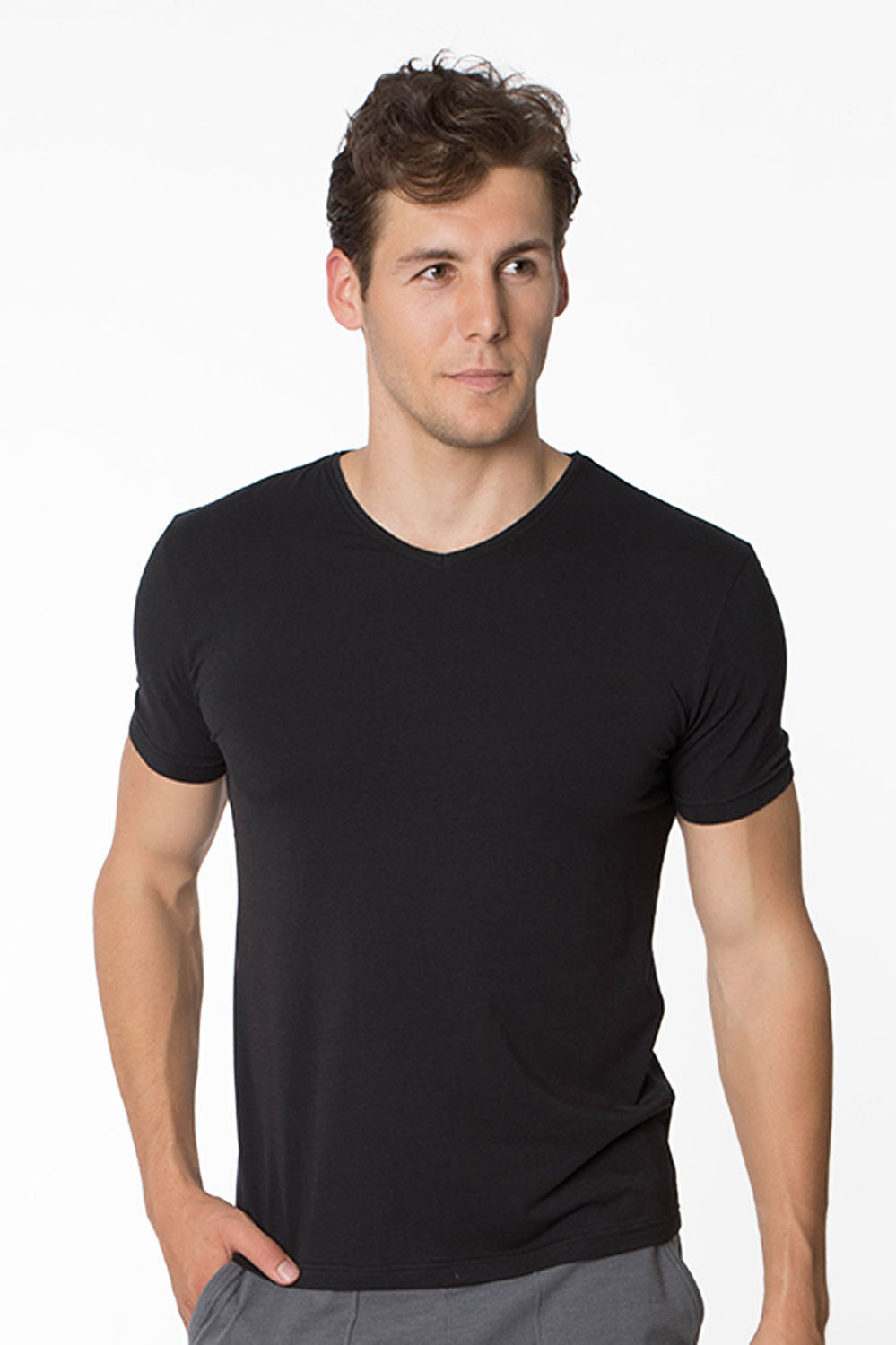 Erkek Basic Modal V Yaka Kısa Kollu T-shirt
