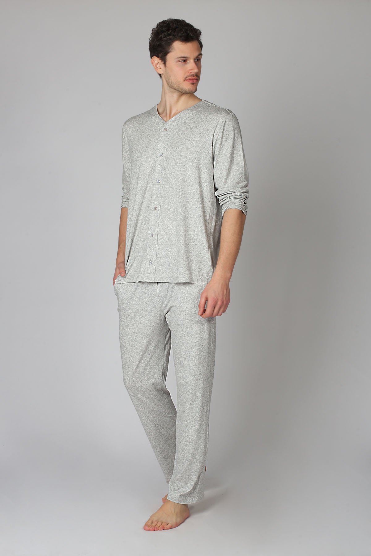 Erkek Modal Önden Düğmeli Pijama Üstü