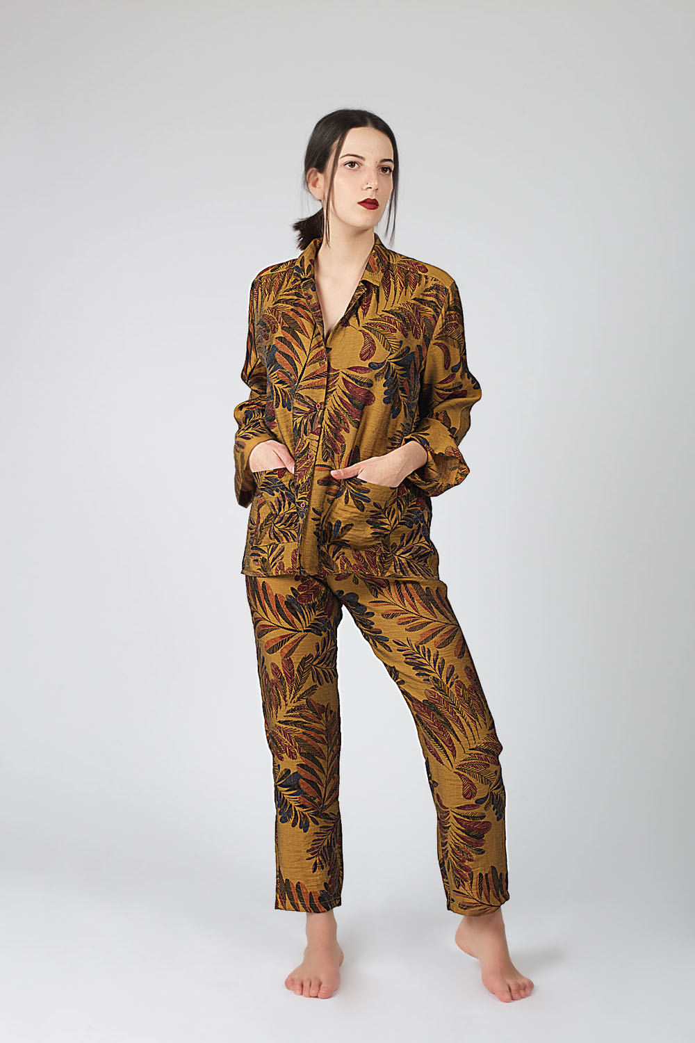 Kadın Vegan Gömlek Pijama Takımı