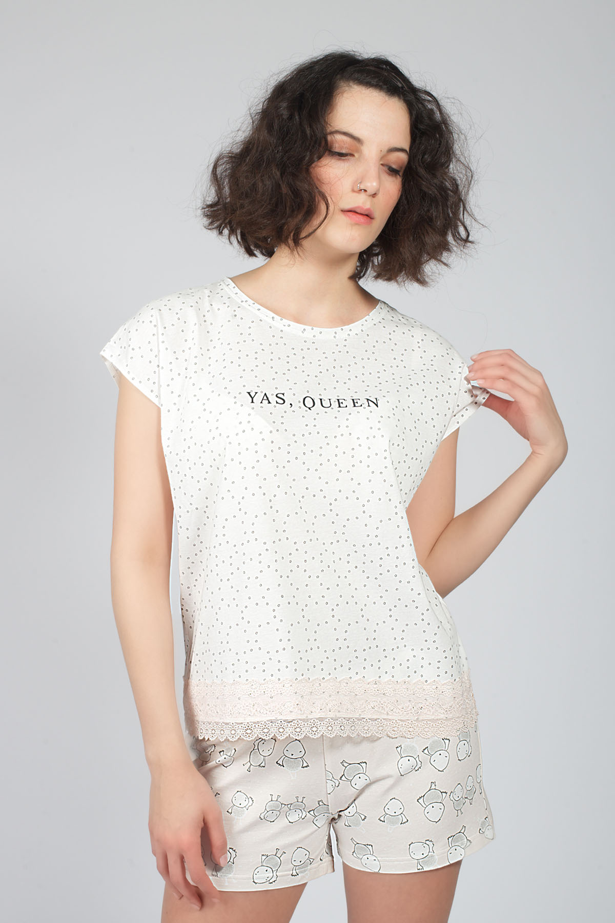 Kadın Penye Şortlu Pijama Takımı