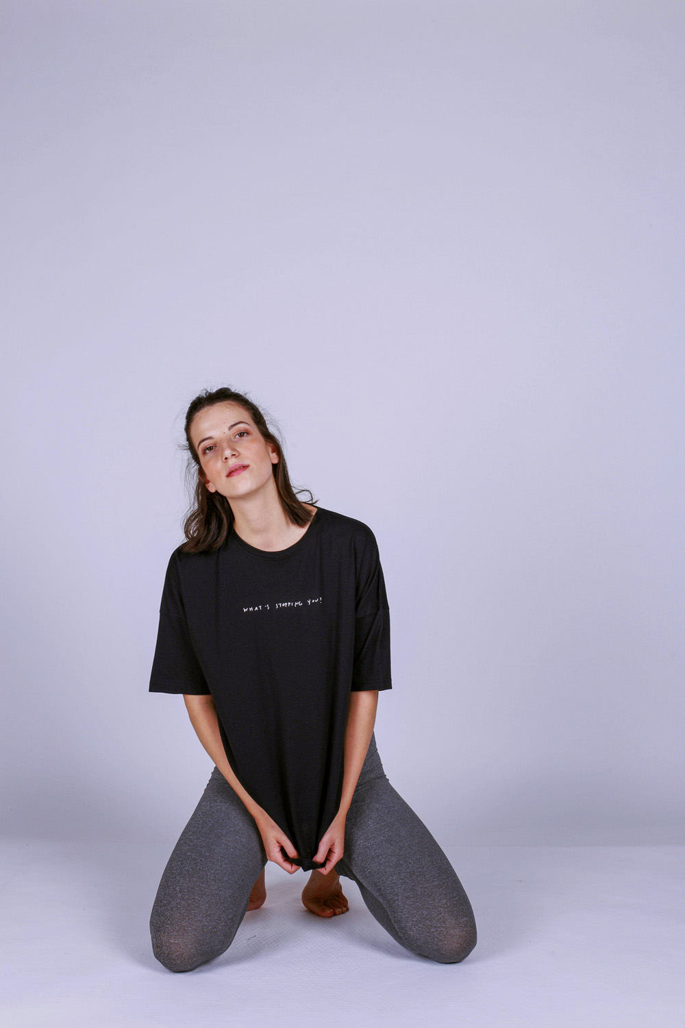 Kadın Siyah Penye T-Shirt