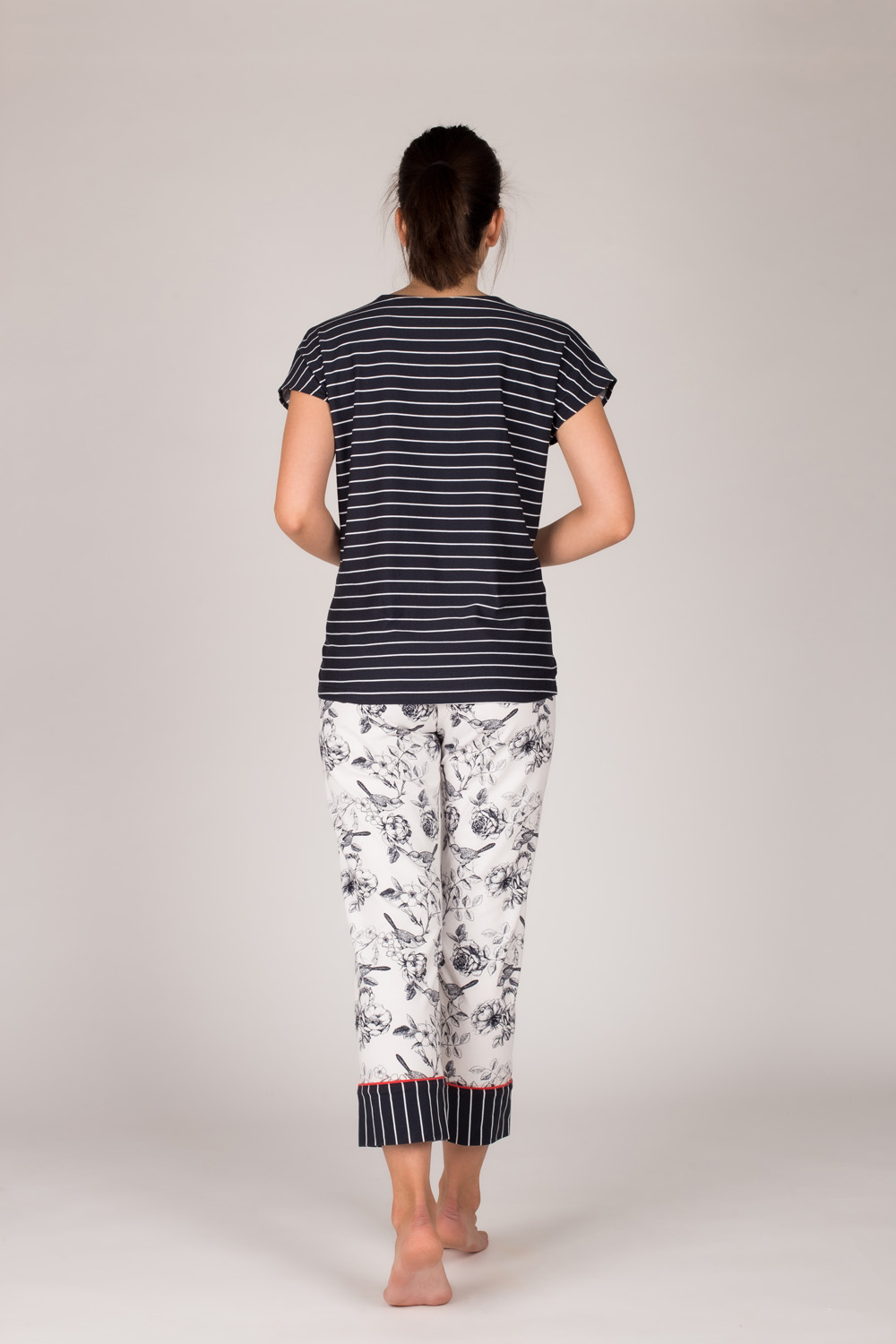 Kadın Kısa Kollu Midi Pijama Takımı