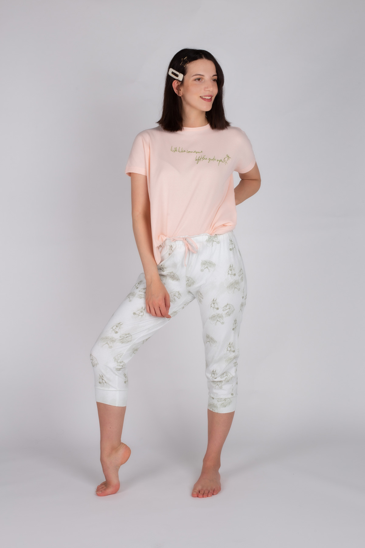 Kadın Penye Kapri Pijama  Takımı