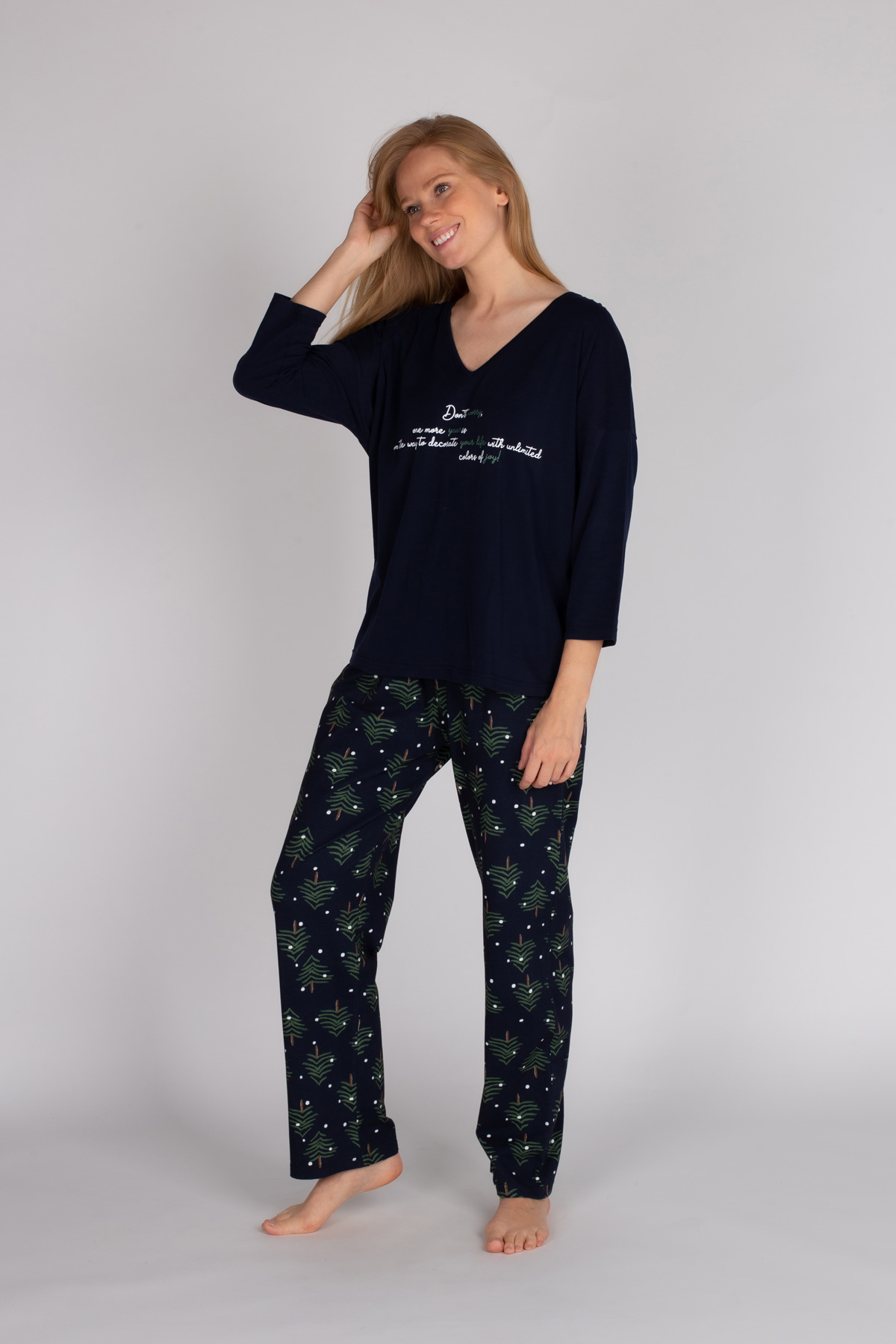 Kadın Büyük Beden Uzun Pijama Takımı