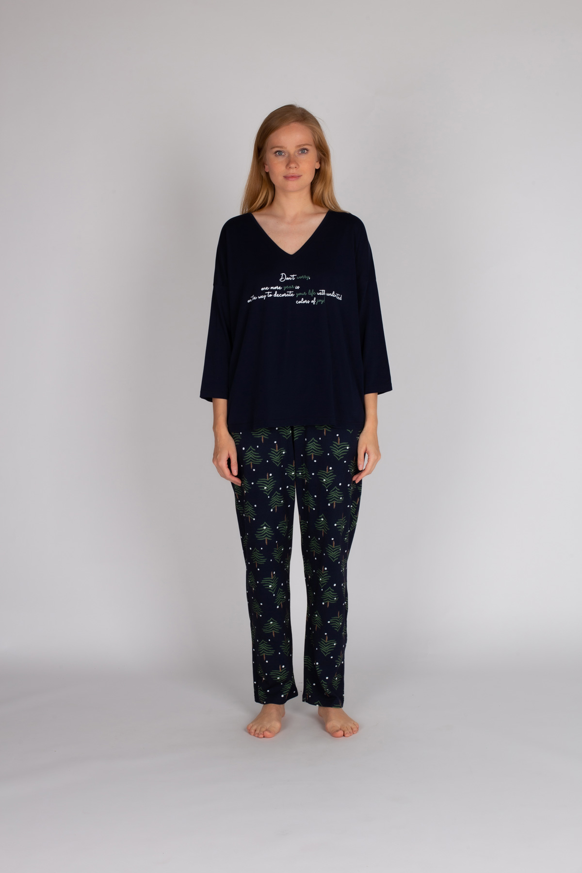 Kadın Büyük Beden Uzun Pijama Takımı