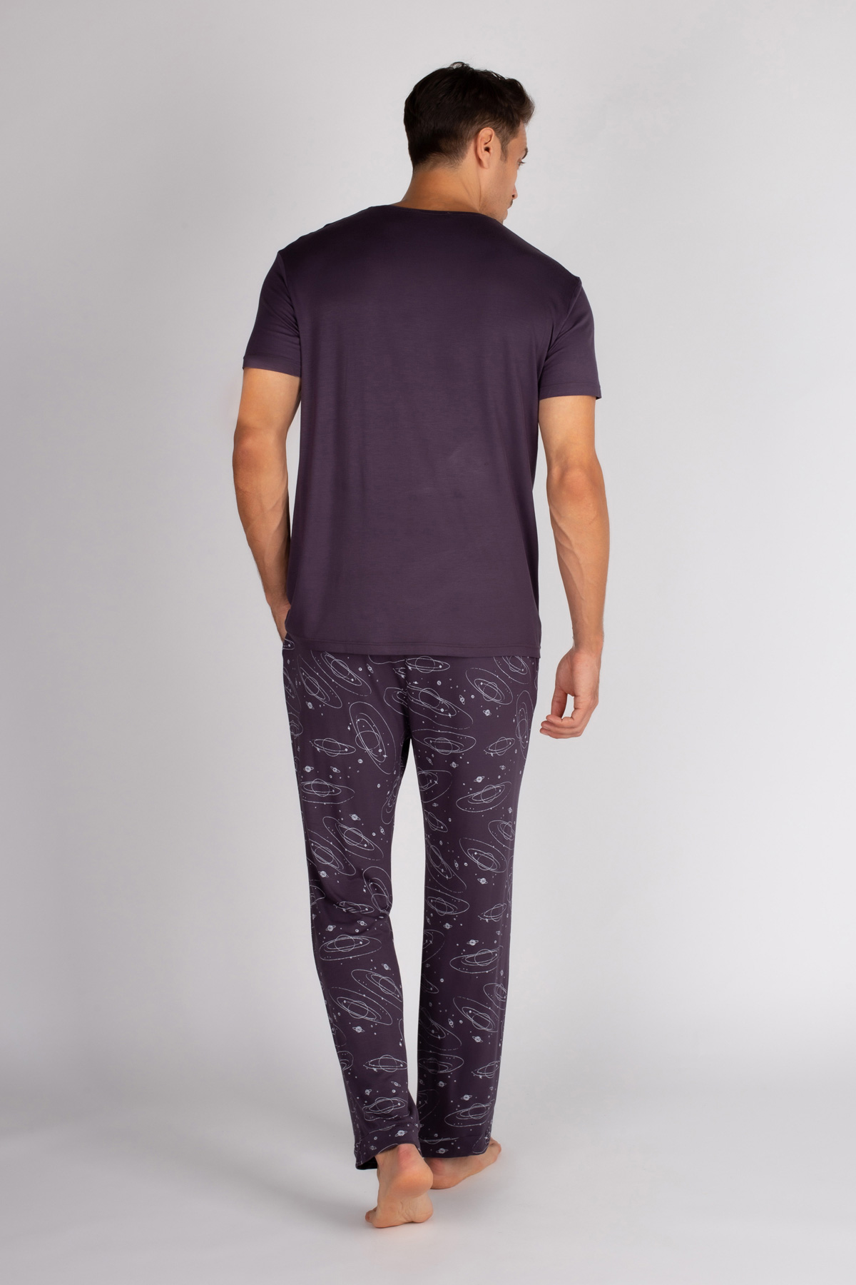 Erkek Viskon  Uzun Pijama Takımı