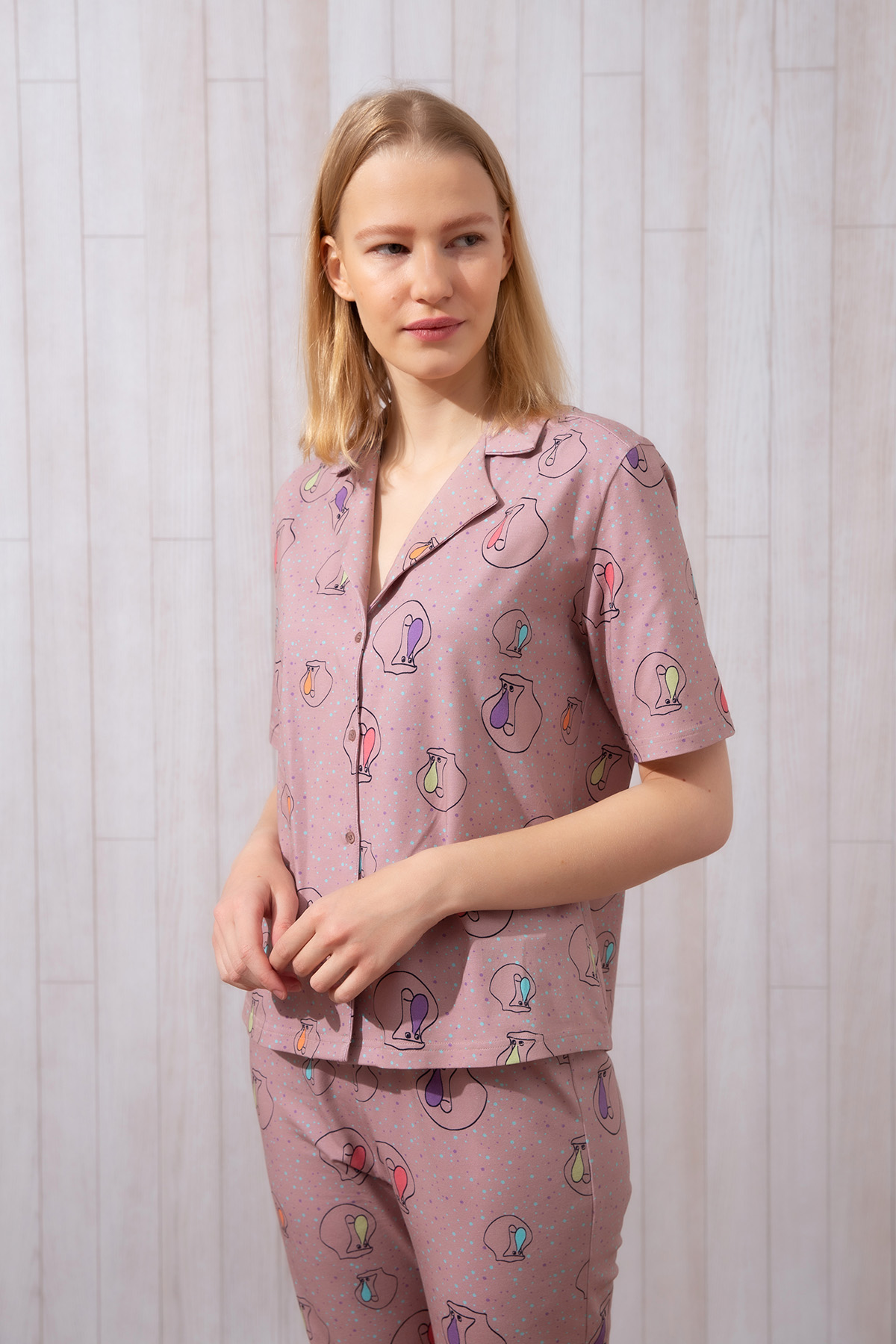 Kadın Midi Kapri Pijama Takımı