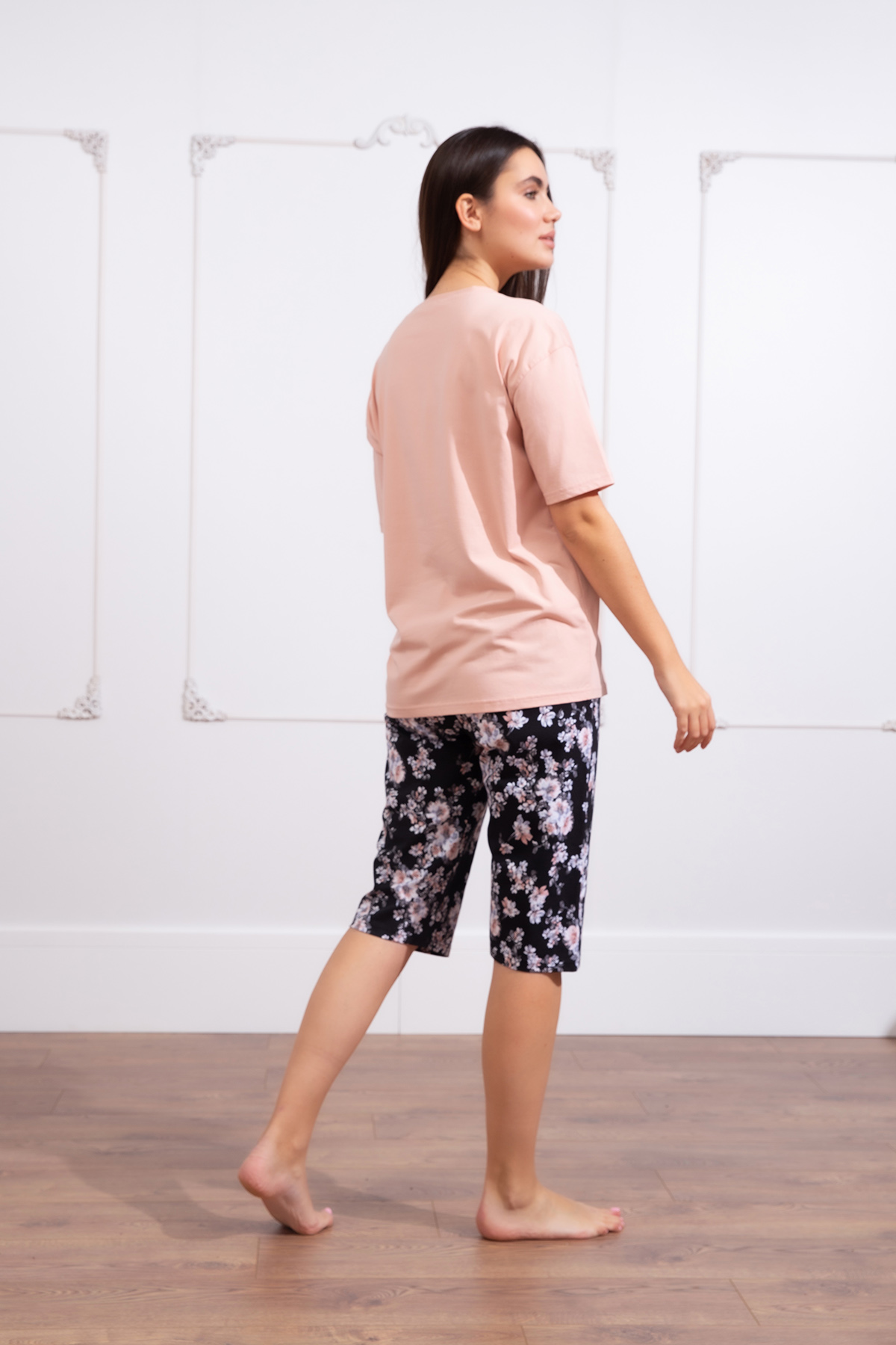 Kadın Büyük Beden Midi Kapri Pijama Takımı