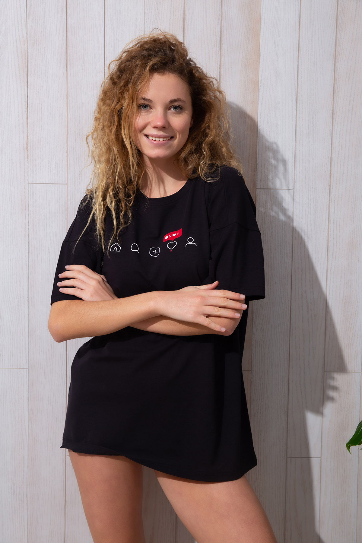 Kadın Bisiklet  Yaka Kısa Kollu T-shirt