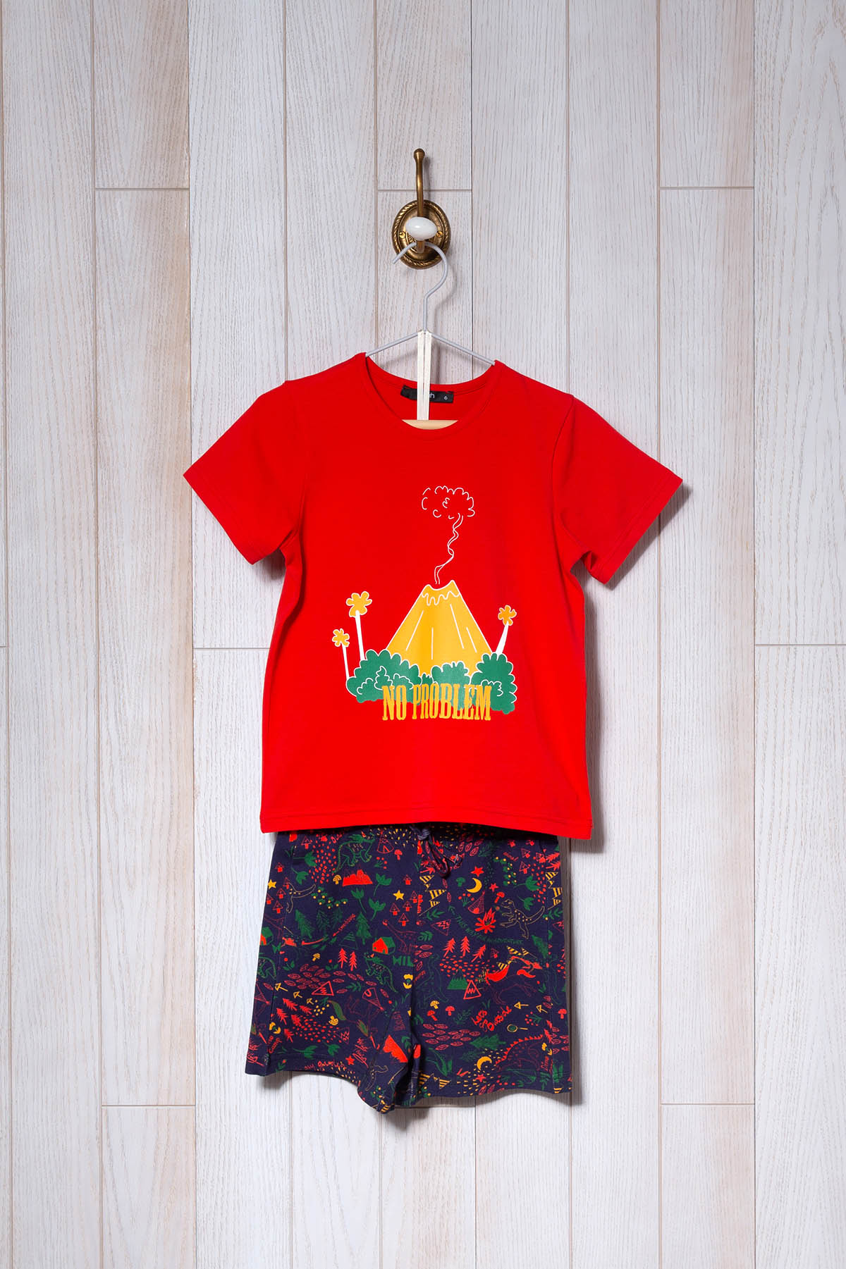 Erkek Çocuk Lacivert Desen Baskılı Şortlu Pijama Takımı