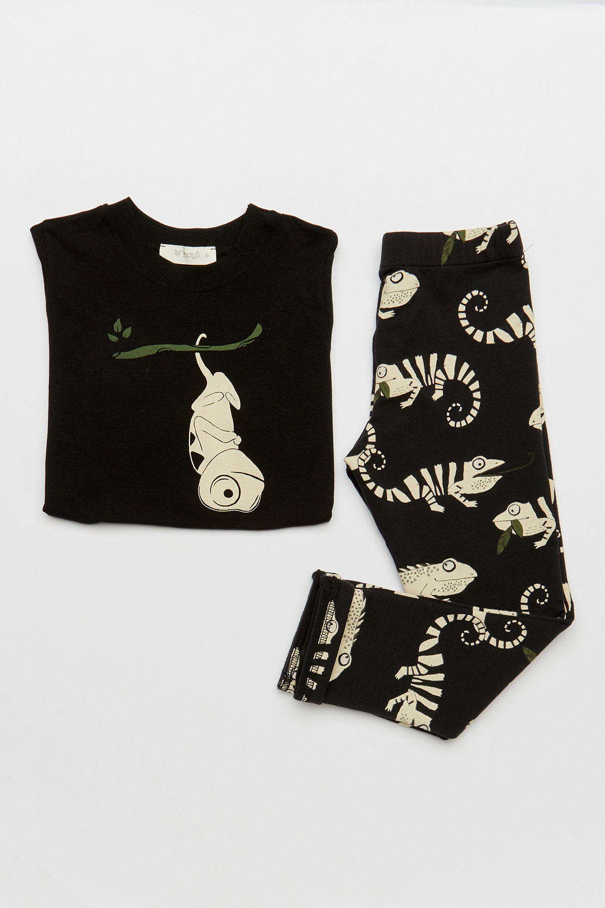 Kız Çocuk Bukalemun Desenli Uzun Pijama Takımı
