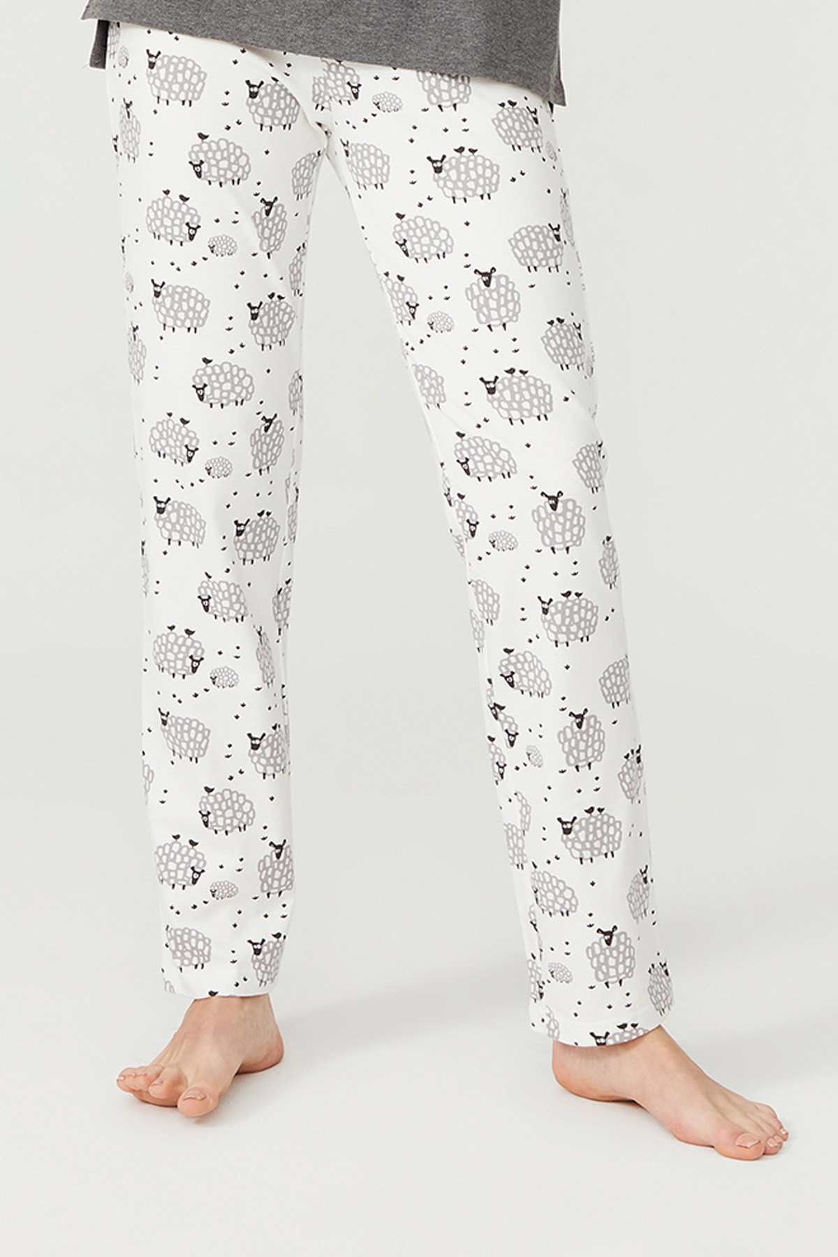 Kadın Kuzu Baskılı Pamuklu Pijama Alt
