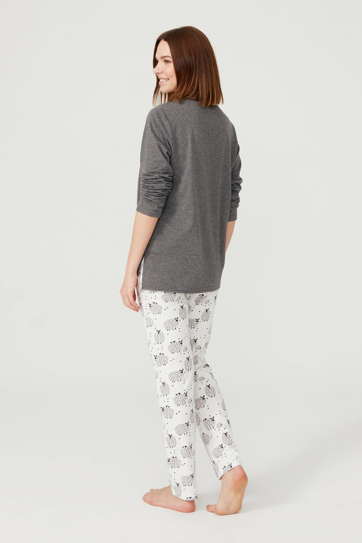 Kadın Kuzu Baskılı Pamuklu Pijama Alt