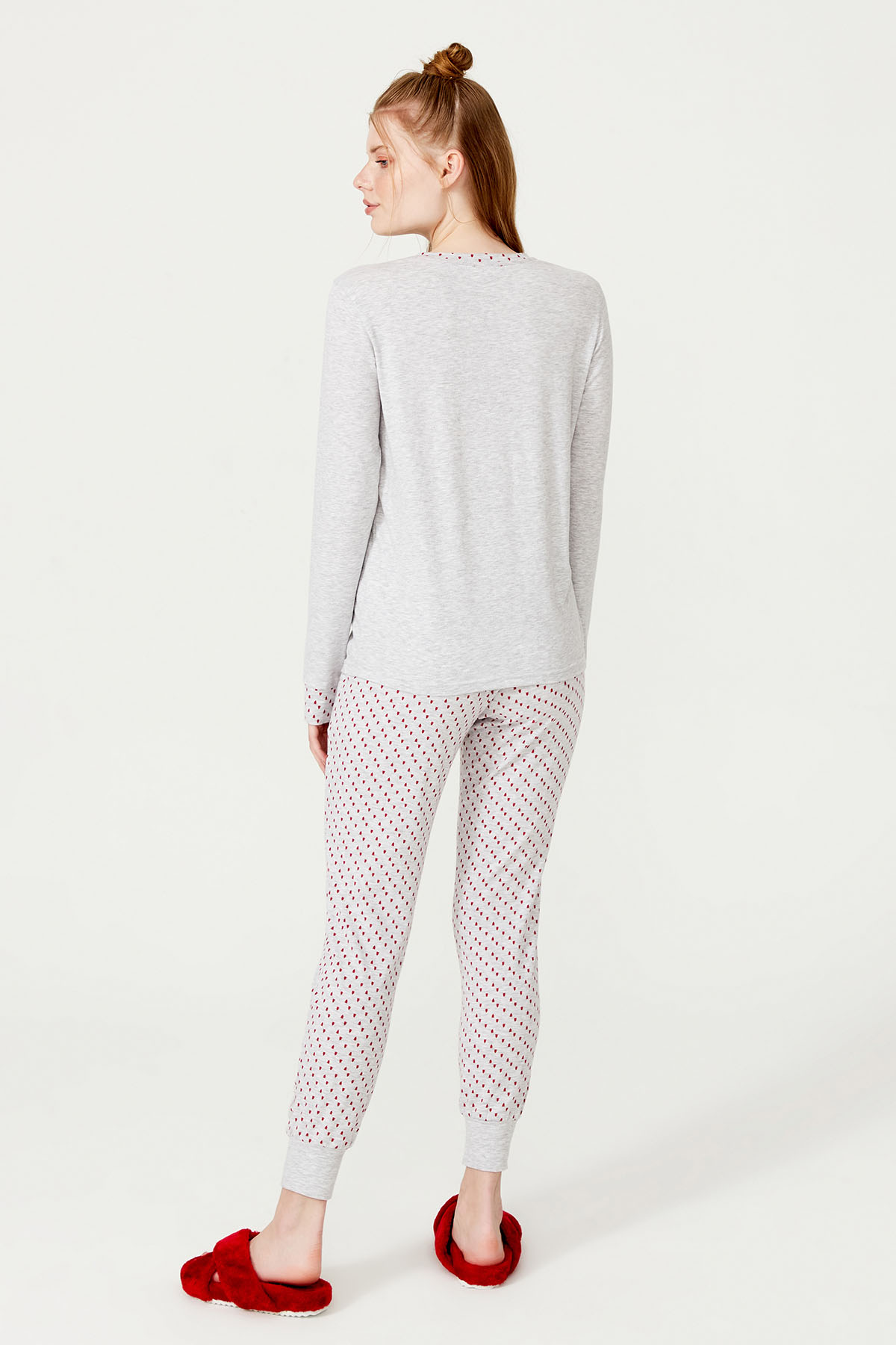 Kadın Pamuklu Uzun Kollu Pijama Üst