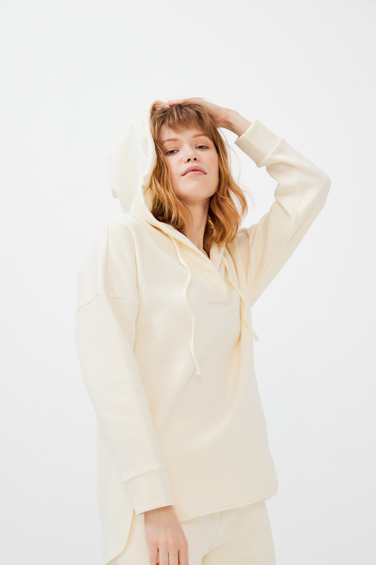 Kadın Kapşonlu Şardonlu Sweatshirt