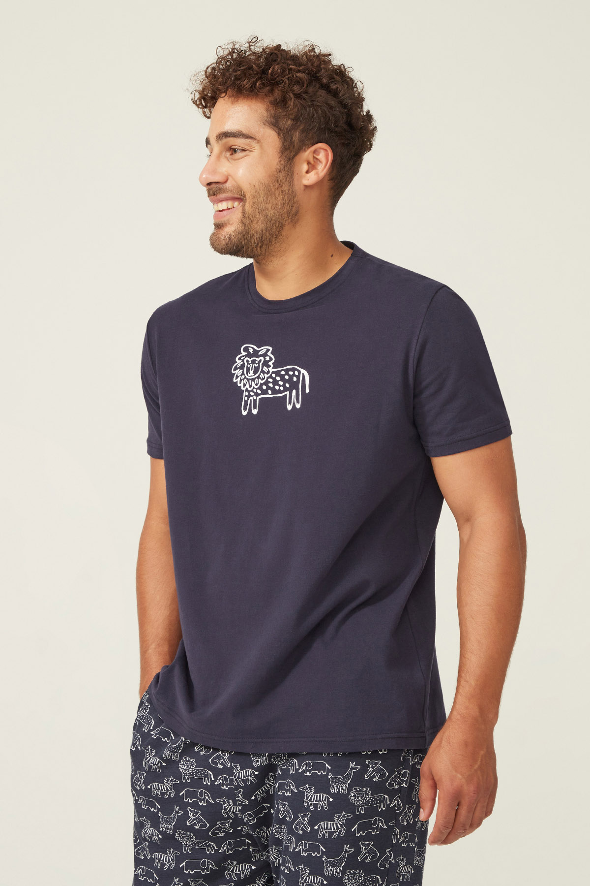 Erkek Pamuklu Kısa Kollu Pijama Üstü