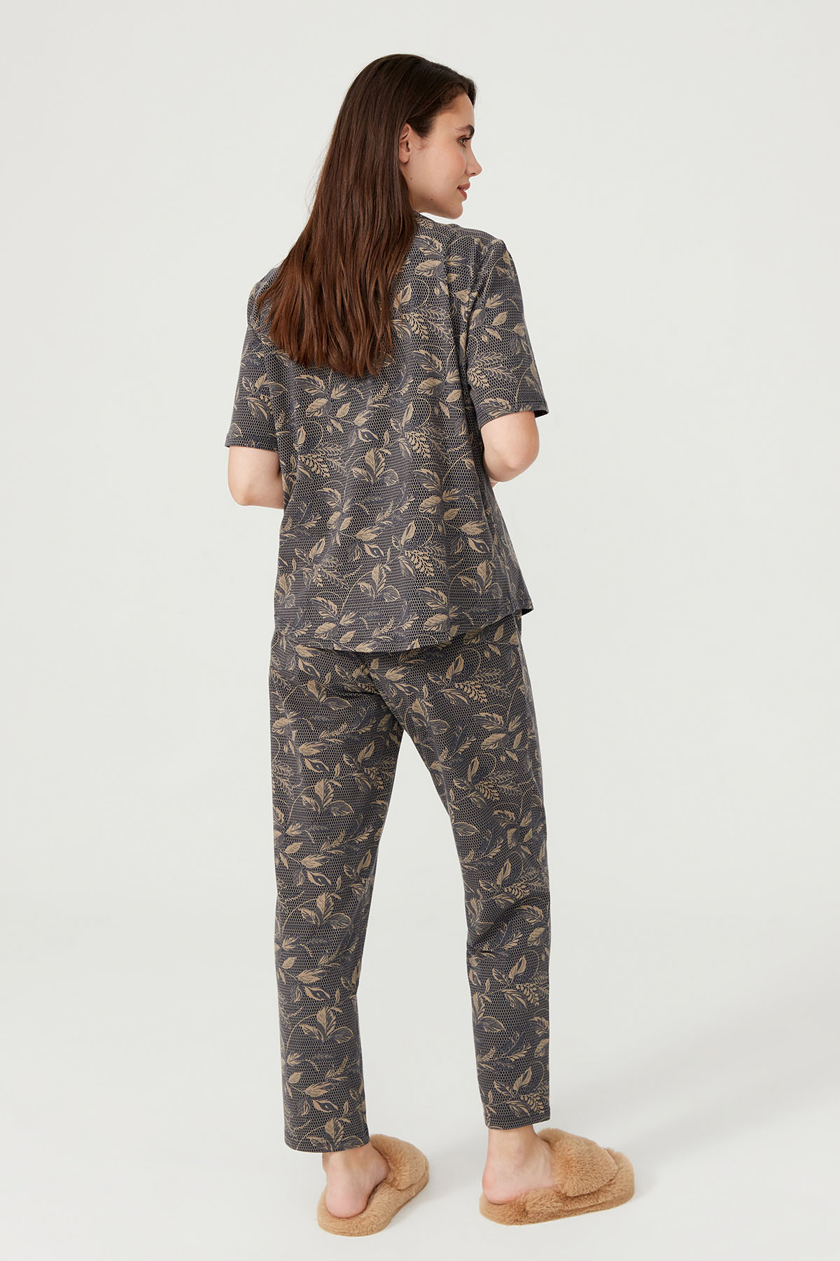Kadın Büyük Beden Kısa Kollu Pijama Üst