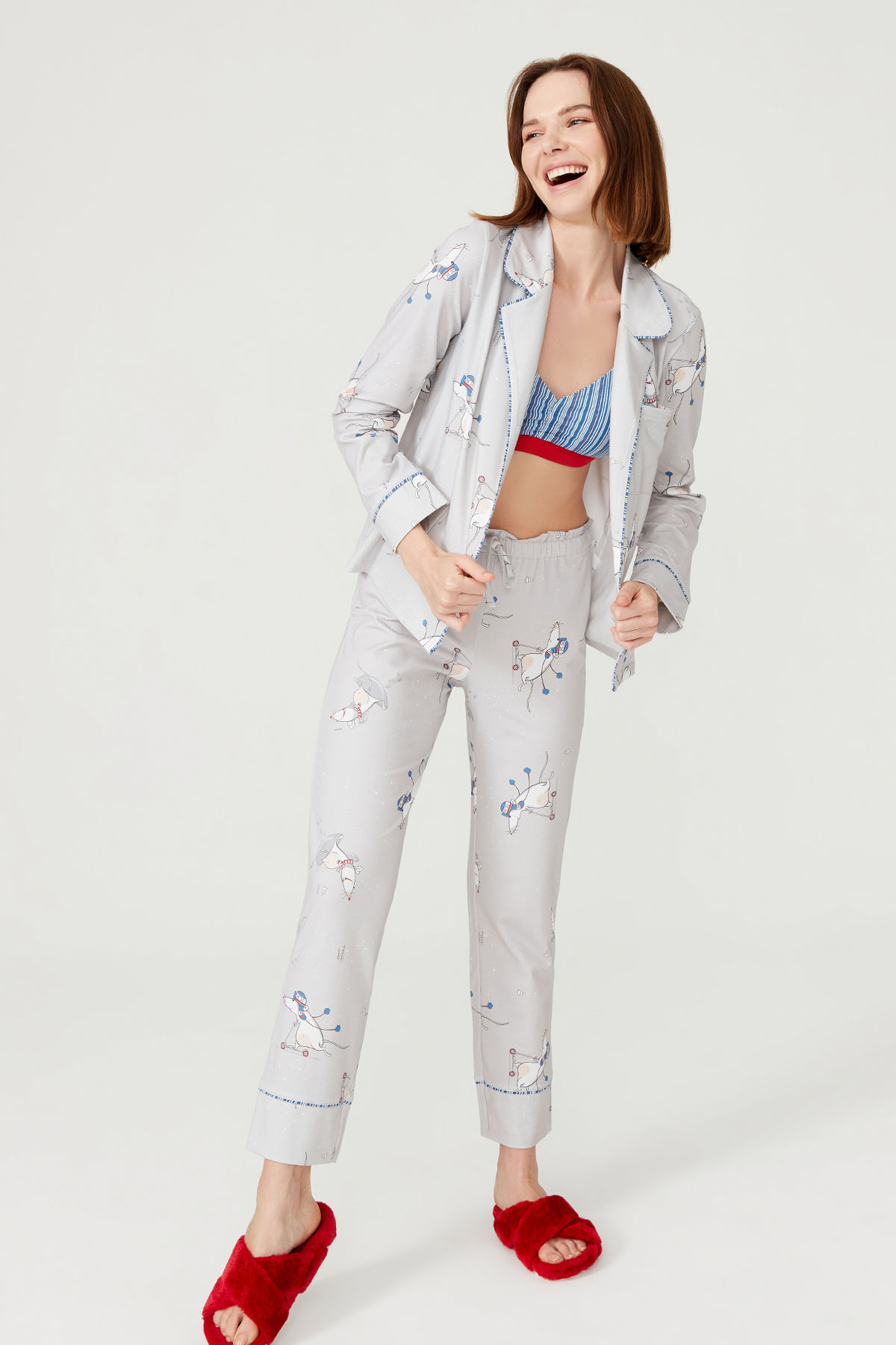 Kadın Uzun Kollu Gömlek Pijama Üstü
