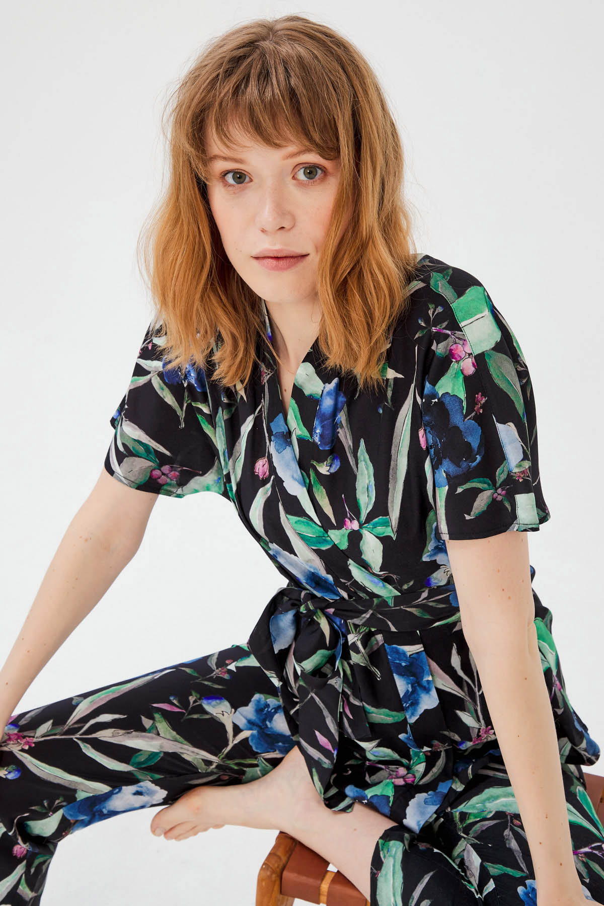 Kadın Kimono Üst Vegan Pijama Takımı