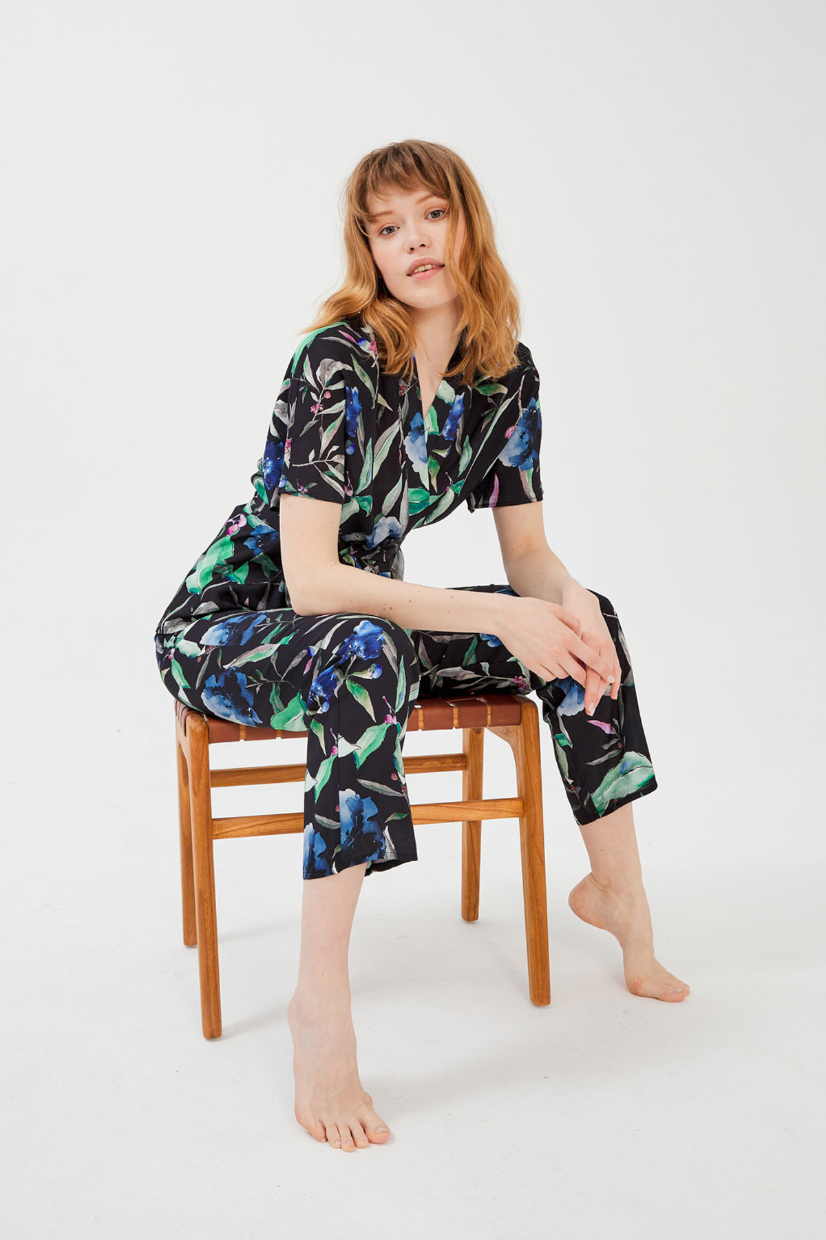 Kadın Kimono Üst Vegan Pijama Takımı