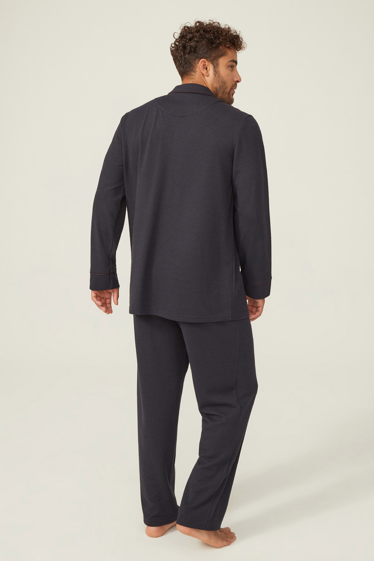Erkek Gömlek Yakalı Uzun Pijama Takımı