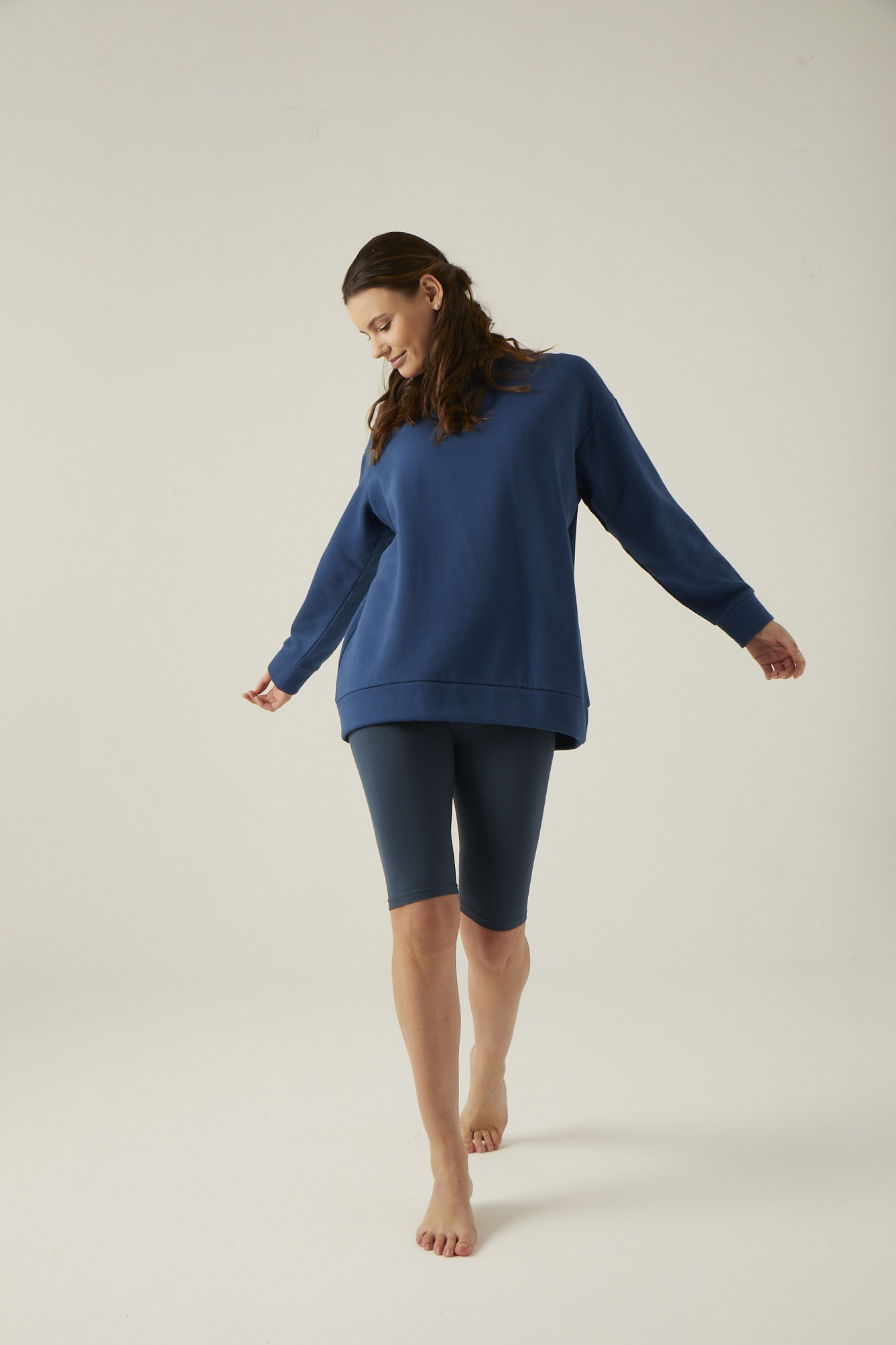 Kadın Şardonlu İki İplik Oversize Sweatshirt