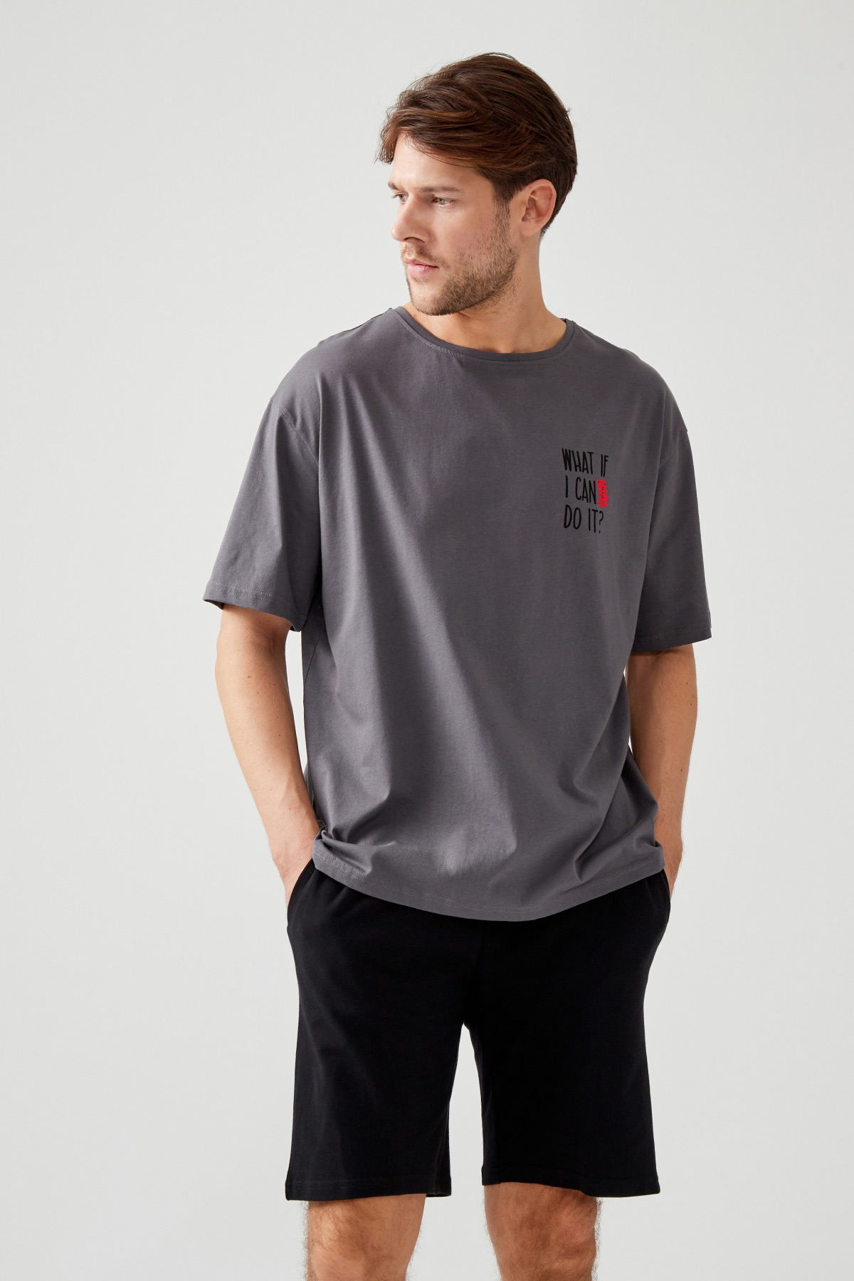 Erkek Pamuklu Basic Oversize T-shirt (Easy Iron)