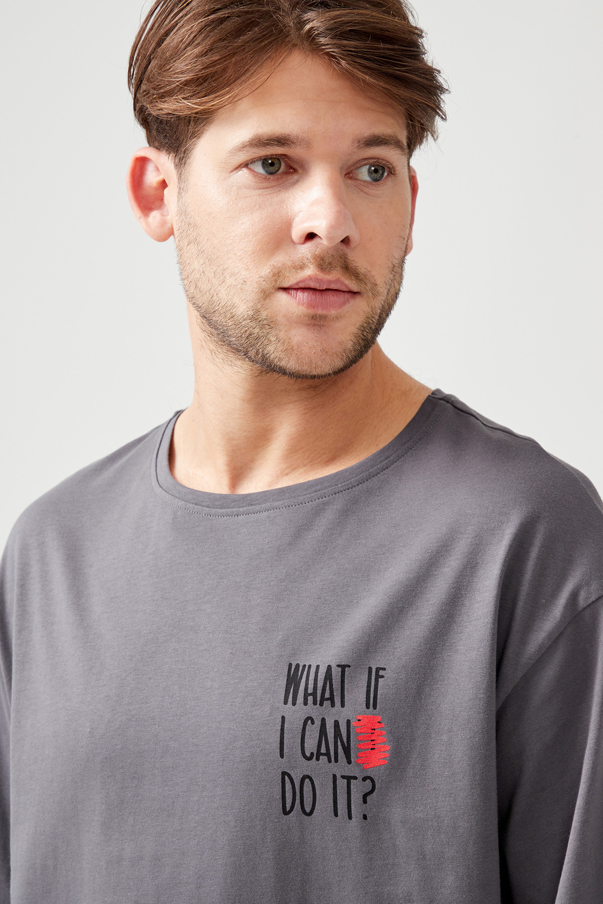 Erkek Pamuklu Basic Oversize T-shirt (Easy Iron)