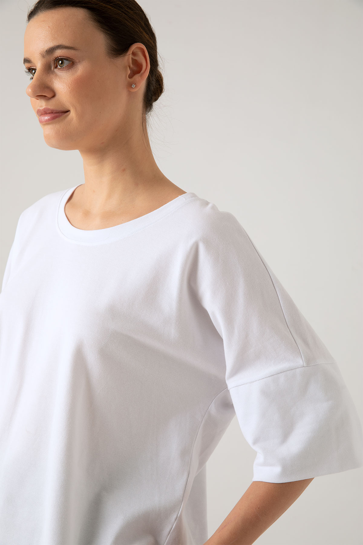 Kadın Büyük Beden Düşük Kollu T-shirt