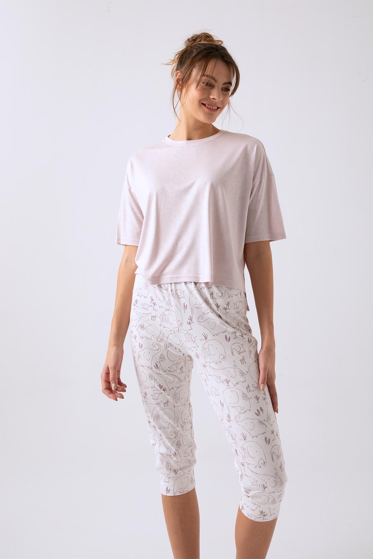 Kadın Lila Yanları Yırtmaçlı Pijama Üstü