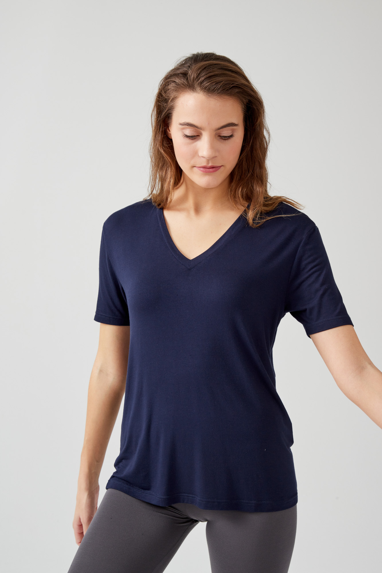 Kadın Modal Kısa Kollu Regular Basic T-shirt