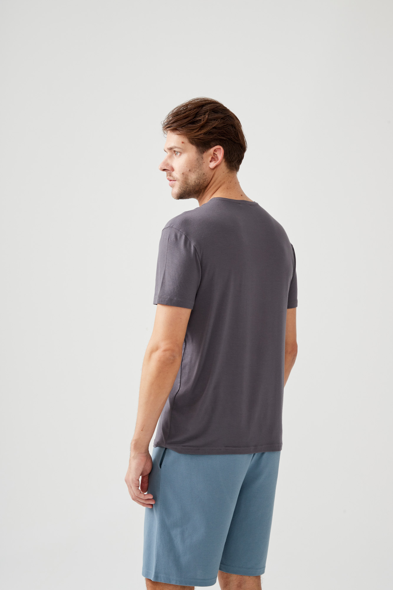 Erkek Basic Modal Bisiklet Yaka Kısa Kollu T-shirt