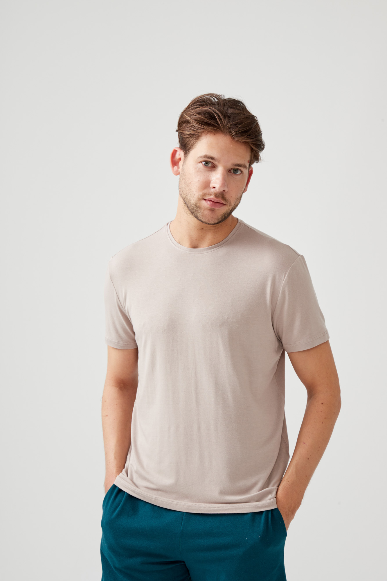 Erkek Basic Modal Bisiklet Yaka Kısa Kollu T-shirt