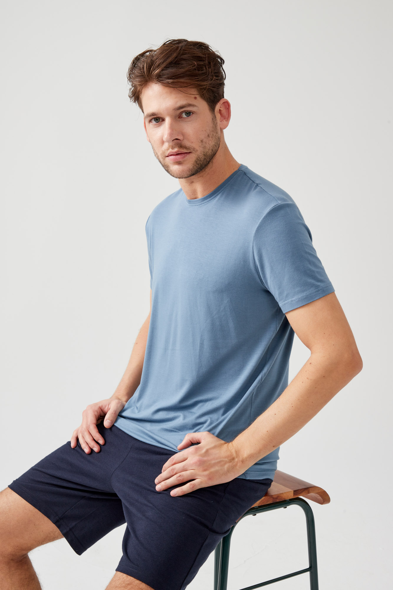 Erkek Basic Modal Bisiklet Yaka Kısa Kollu T-shirt