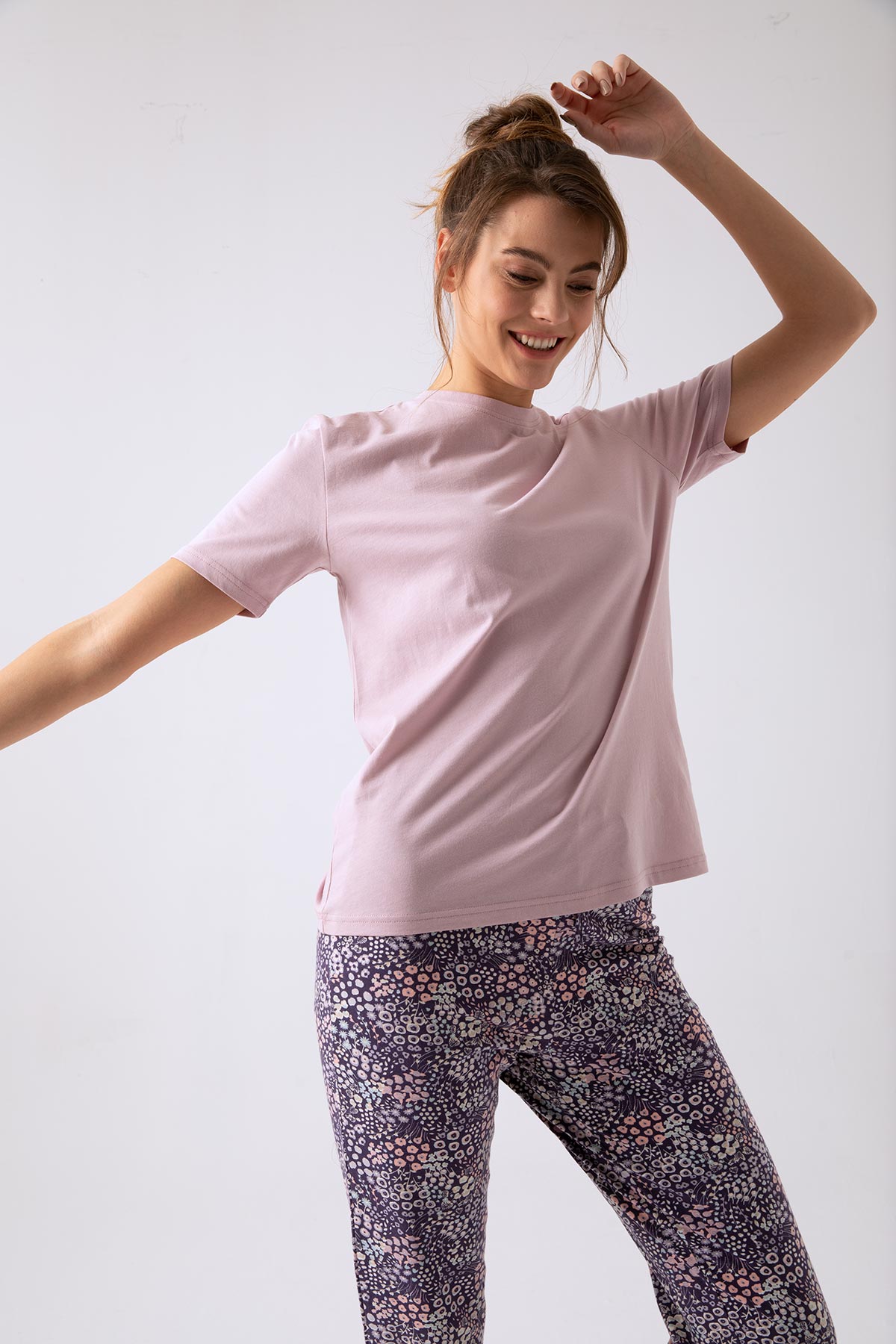 Kadın Kısa Kollu Midi Pijama Takımı