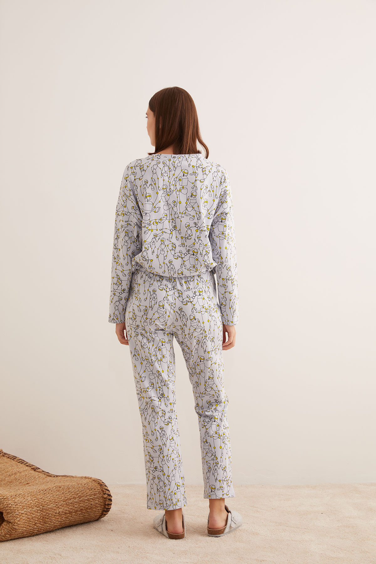 Kadın Pamuklu Beli Bağcıklı Pijama Üstü
