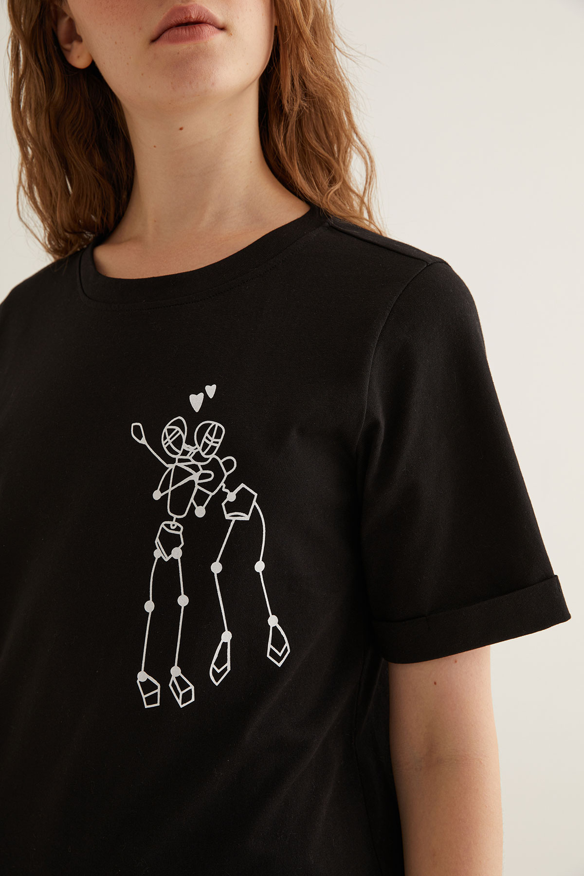 Kadın Pamuklu Baskı Detaylı Kısa Kollu T-shirt Elbise