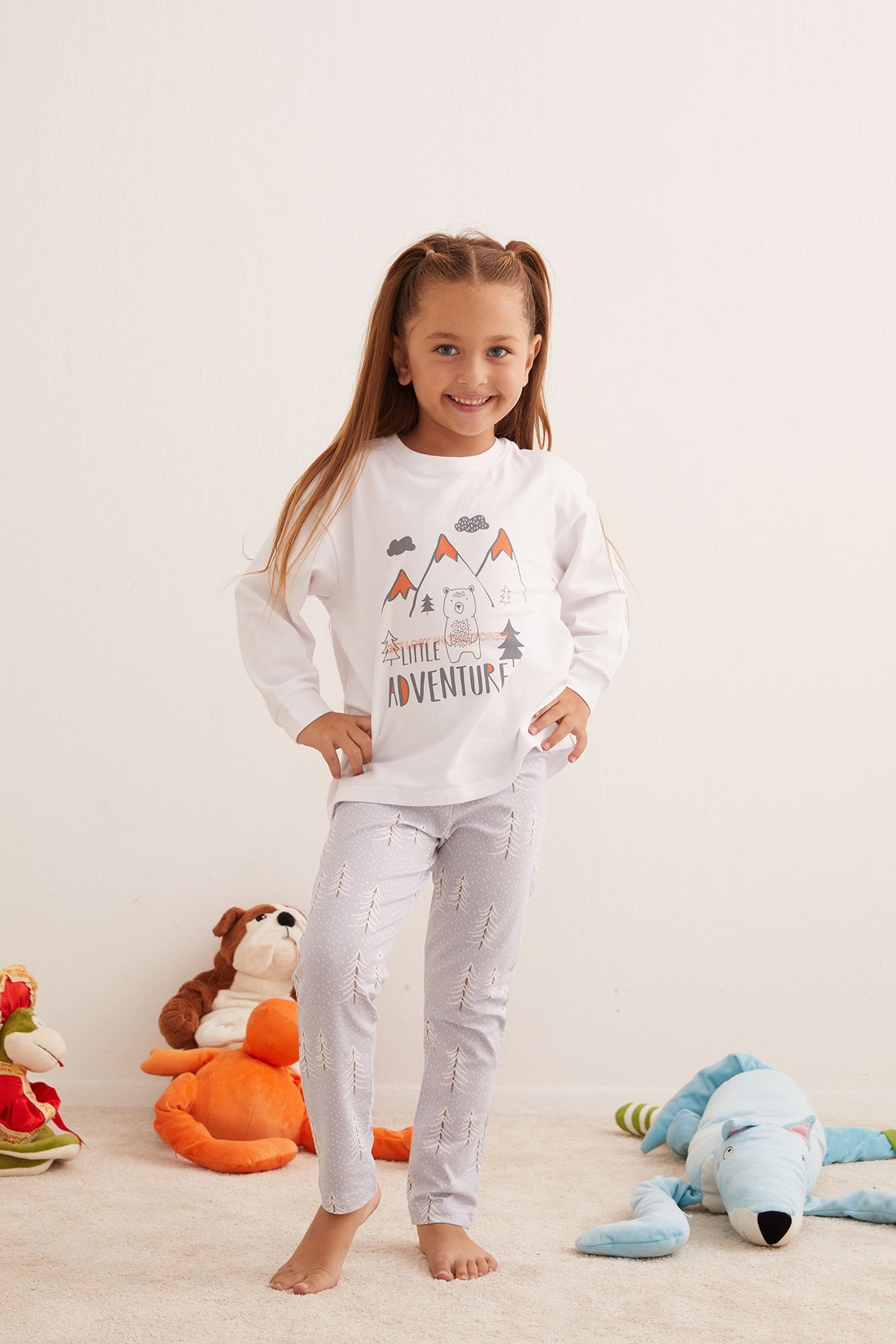 Kız Çocuk Pamuklu Uzun Pijama Takımı
