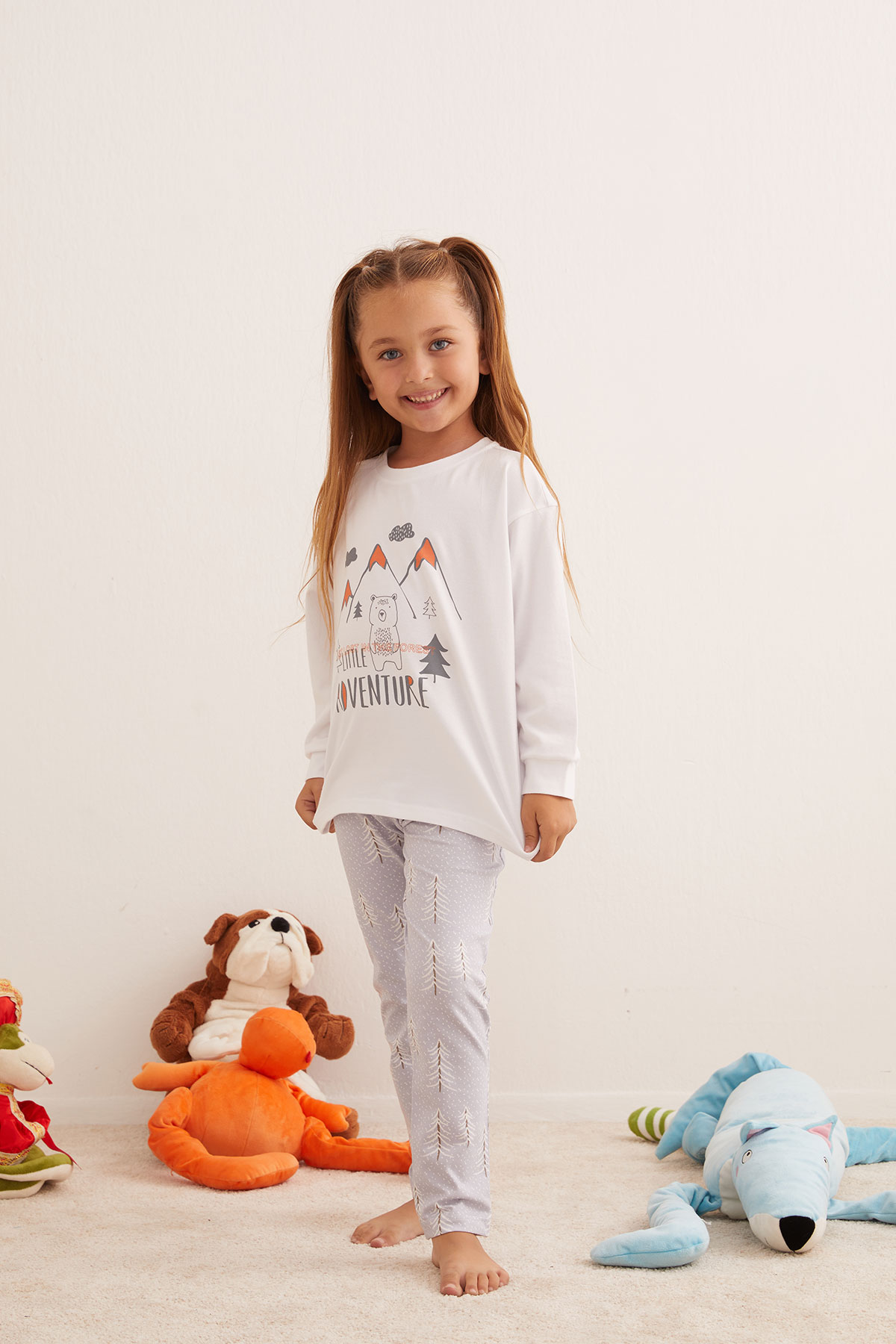 Kız Çocuk Pamuklu Uzun Pijama Takımı